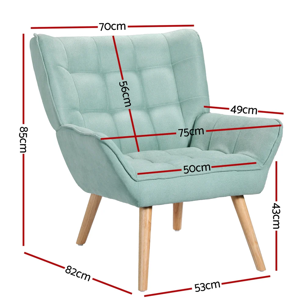 Artiss Armchair Blue Linen Fabric Cindy - Image 3
