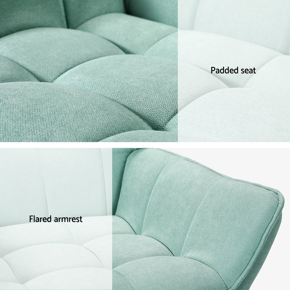 Artiss Armchair Blue Linen Fabric Cindy - Image 6