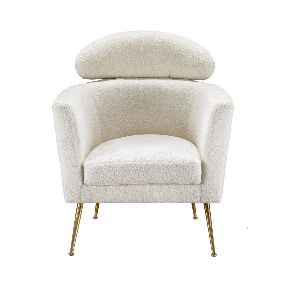 Artiss Armchair Boucle Fabric White Yoli - Image 3