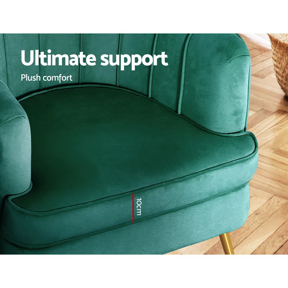 Artiss Armchair Velvet Green Norvia - Image 6