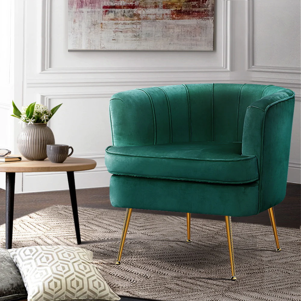 Artiss Armchair Velvet Green Norvia - Image 8