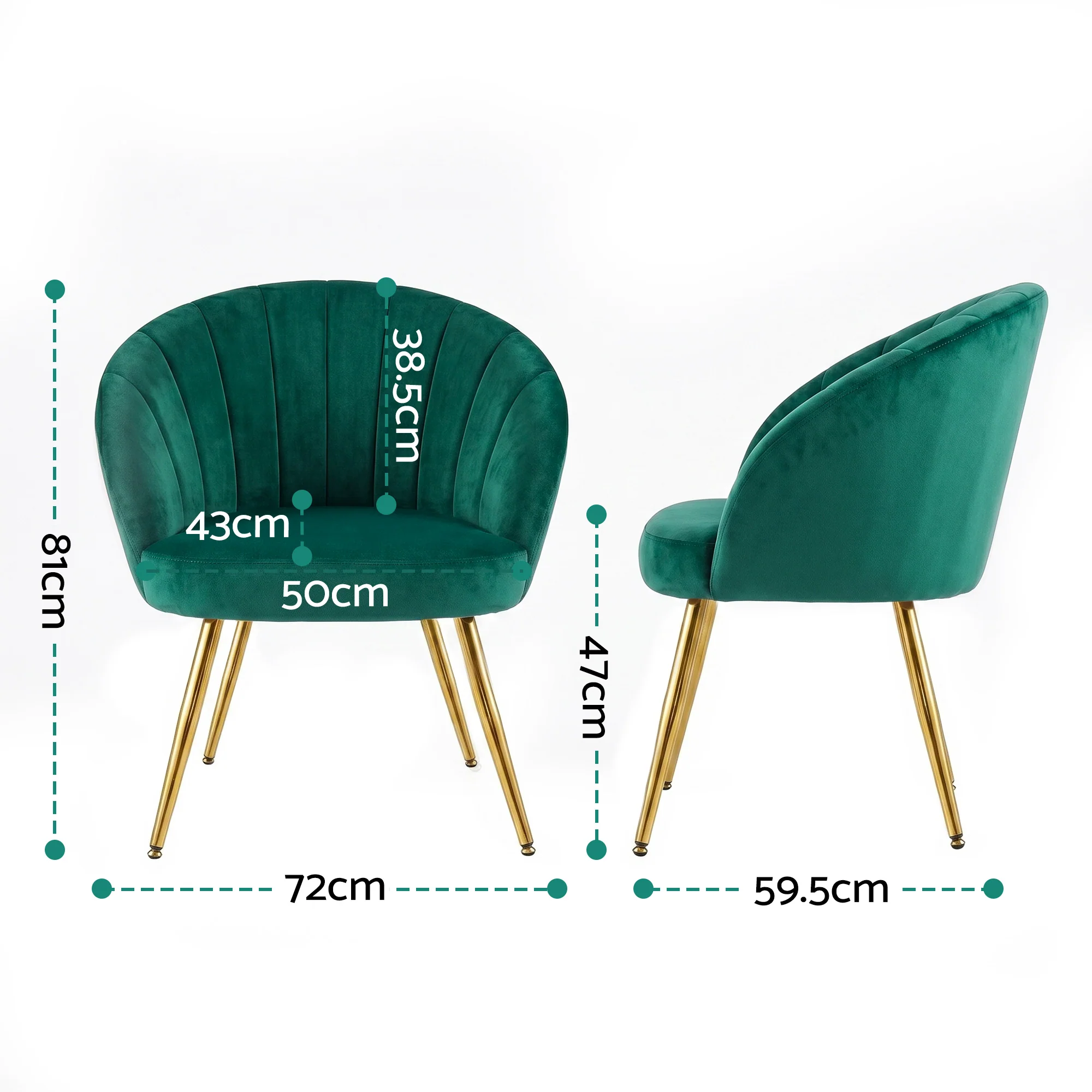 Artiss Armchair Velvet Green Eloise - Image 3