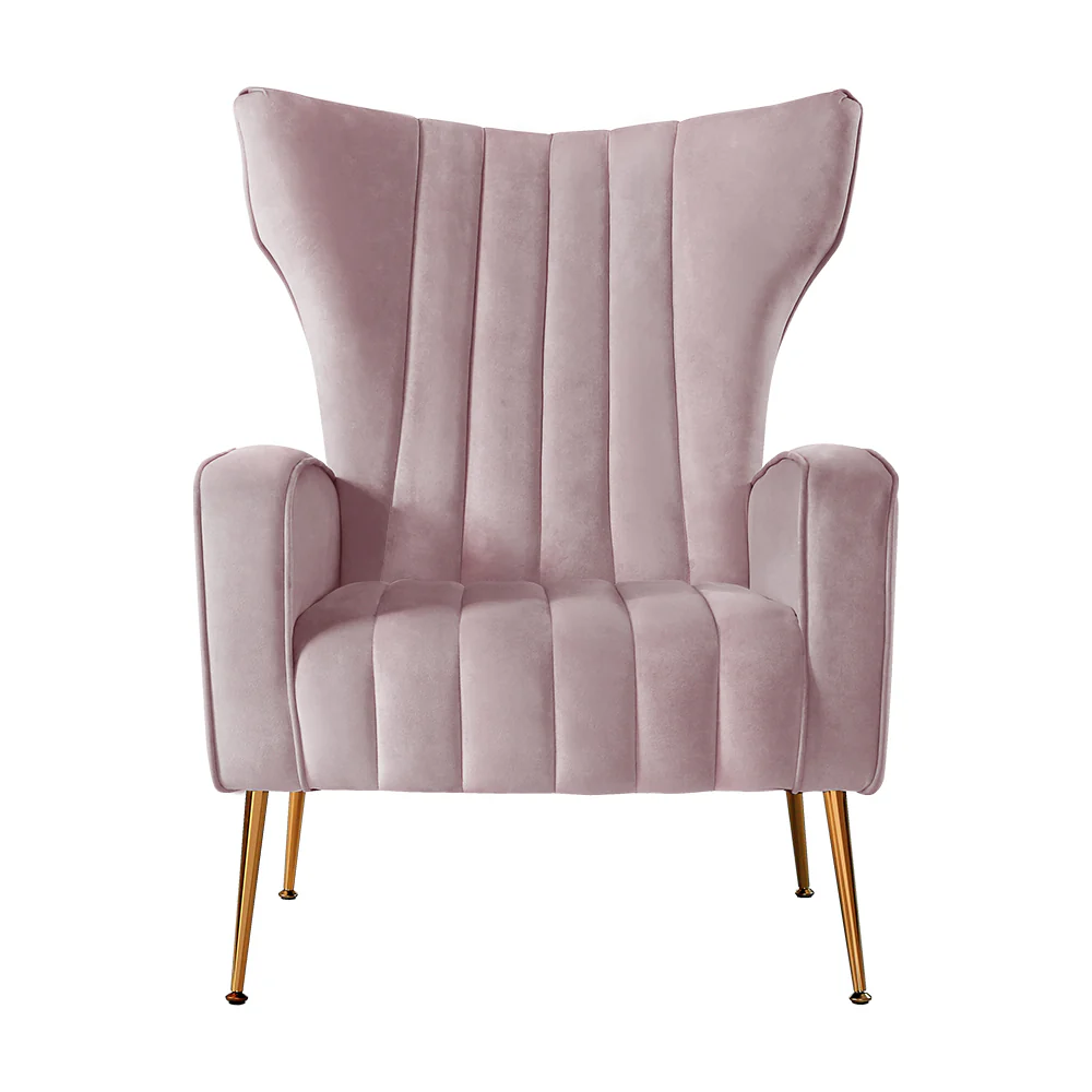 Artiss Armchair Pink Velvet Kate - Image 3