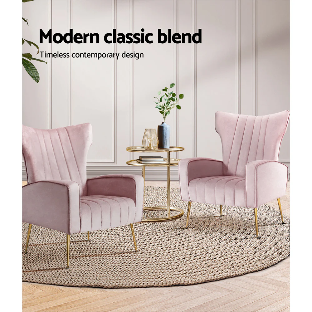Artiss Armchair Pink Velvet Kate - Image 5