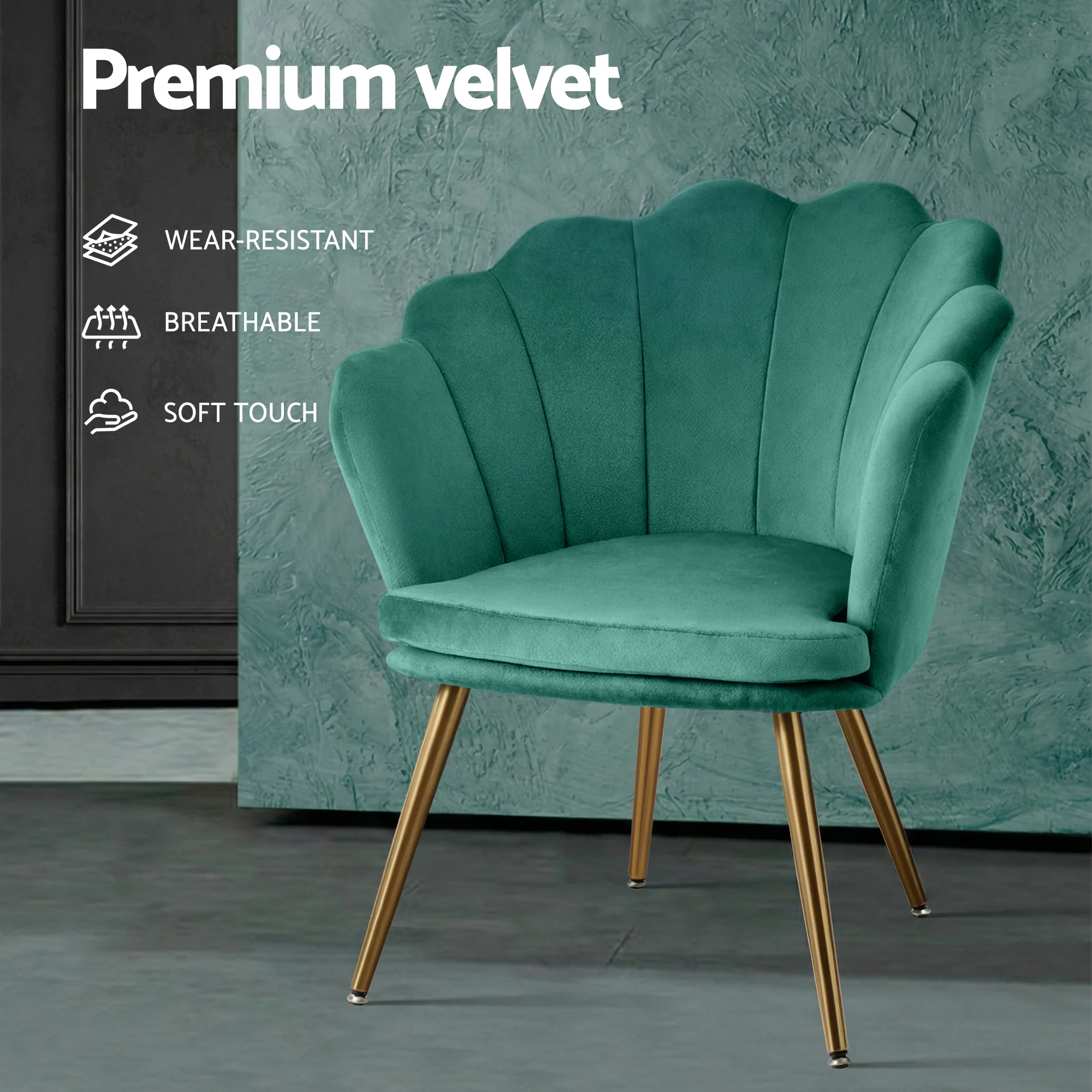 Artiss Armchair Velvet Green Callista - Image 5