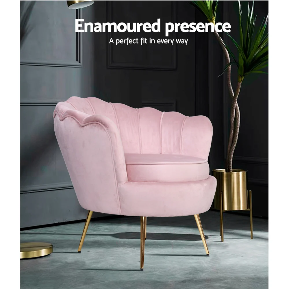 Artiss Armchair Velvet Pink Callista - Image 3