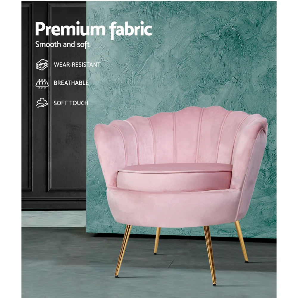 Artiss Armchair Velvet Pink Callista - Image 4