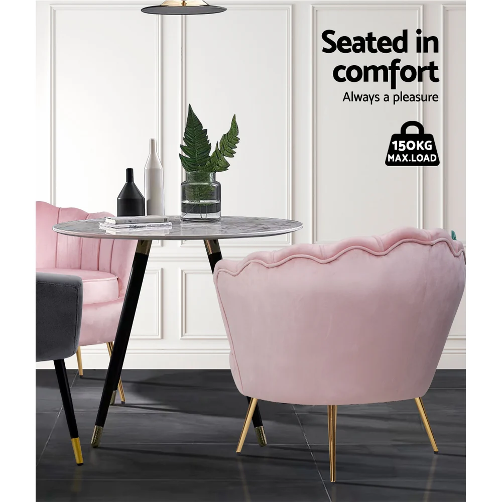 Artiss Armchair Velvet Pink Callista - Image 5