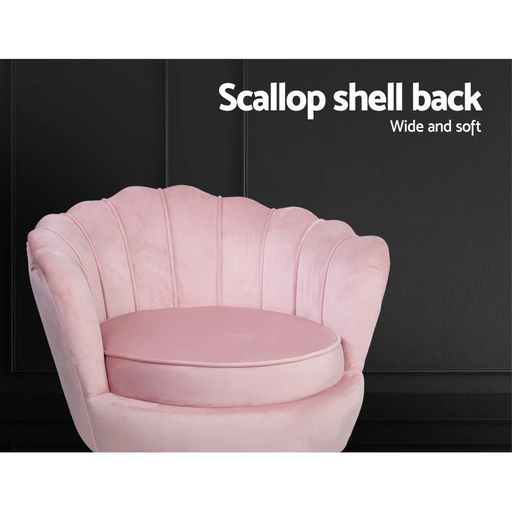 Artiss Armchair Velvet Pink Callista - Image 6