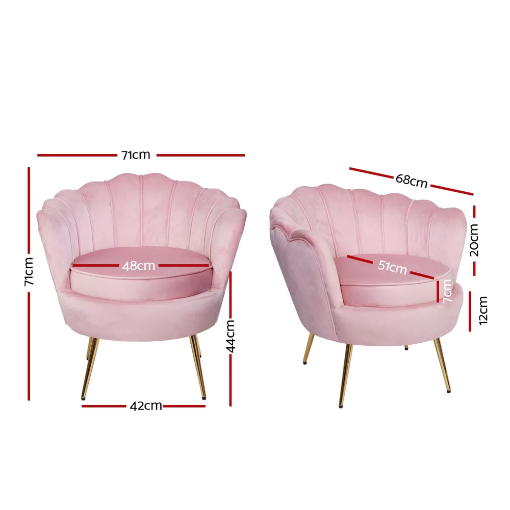 Artiss Armchair Velvet Pink Callista - Image 7