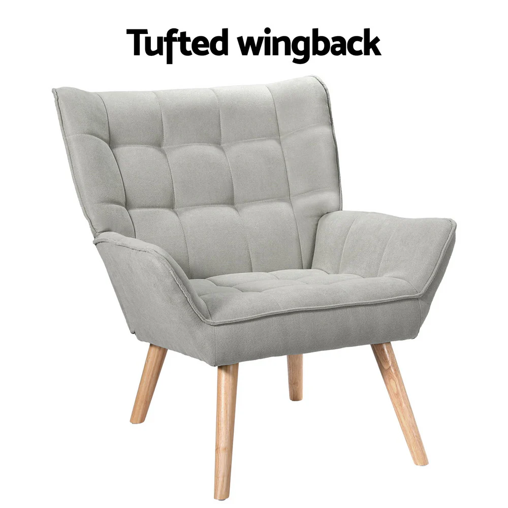 Artiss Armchair Lounge Chair Accent Chairs Sofa Linen Fabric Cushion Seat Grey - Image 4