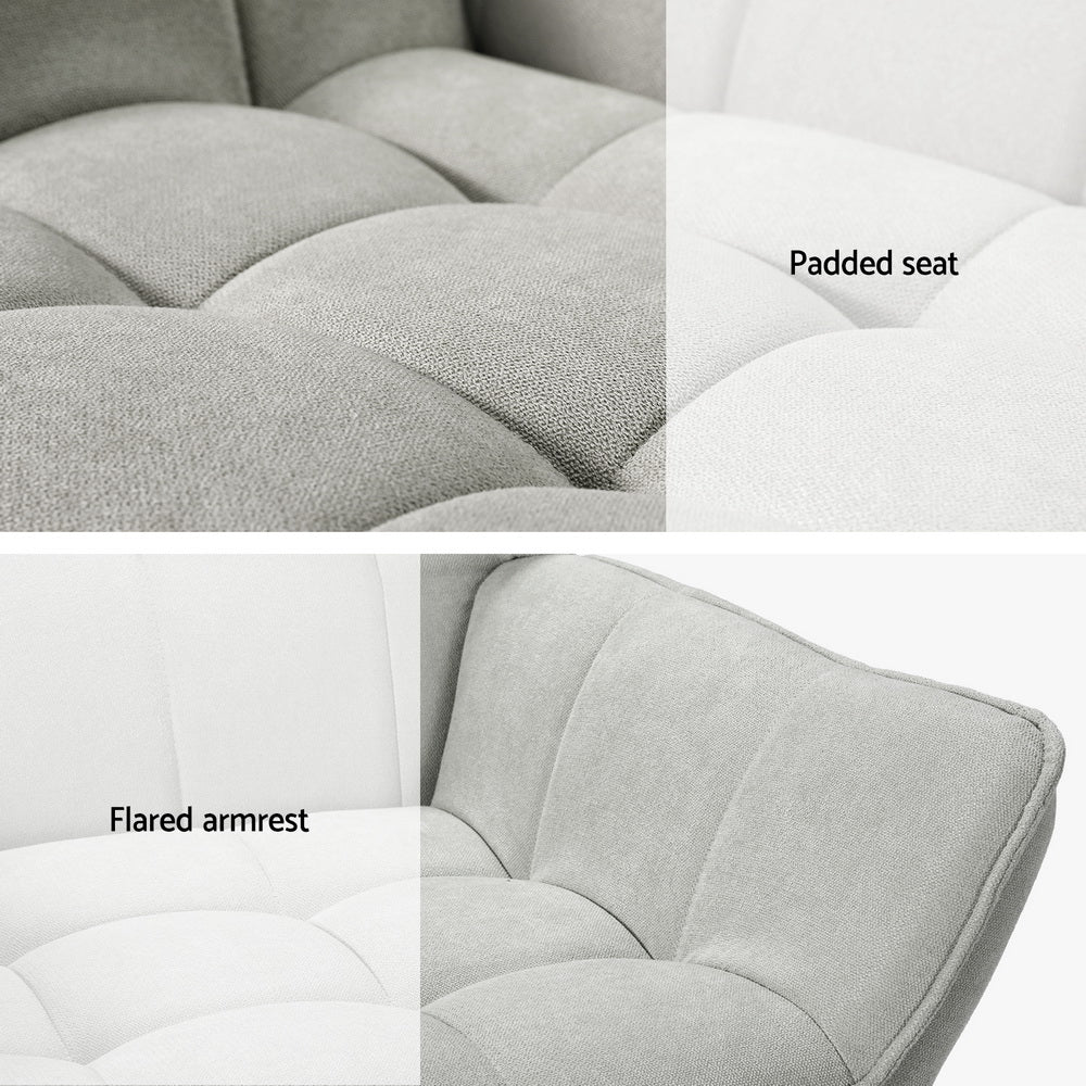 Artiss Armchair Lounge Chair Accent Chairs Sofa Linen Fabric Cushion Seat Grey - Image 5