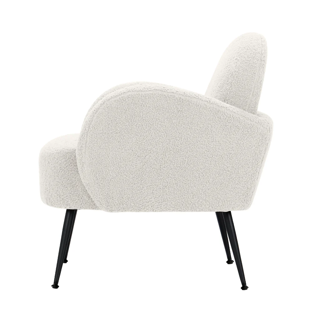 Artiss Armchair Lounge Chair Armchairs Accent Arm Chairs Sherpa Boucle White - Image 4