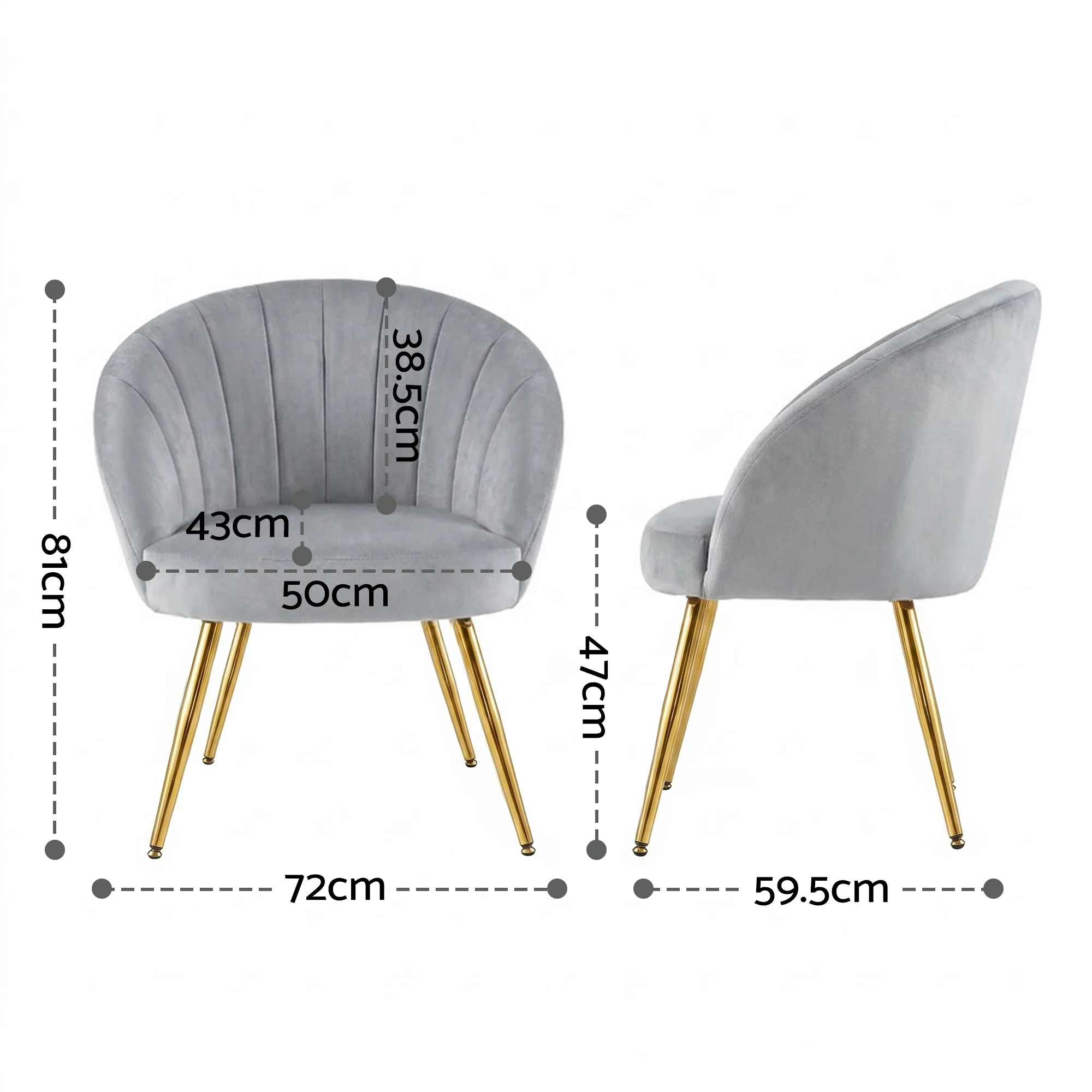 Artiss Armchair Velvet Grey Eloise - Image 3