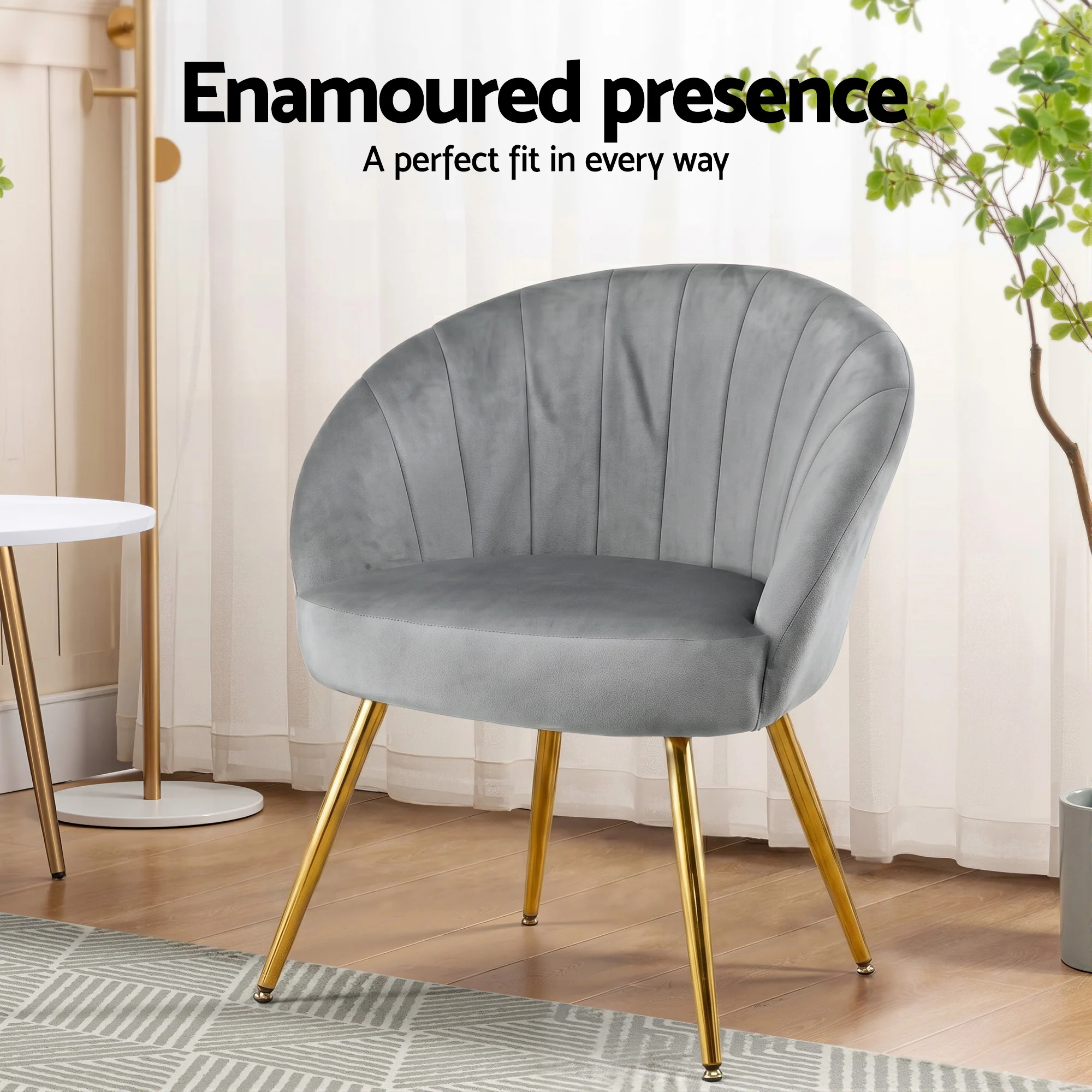 Artiss Armchair Velvet Grey Eloise - Image 5