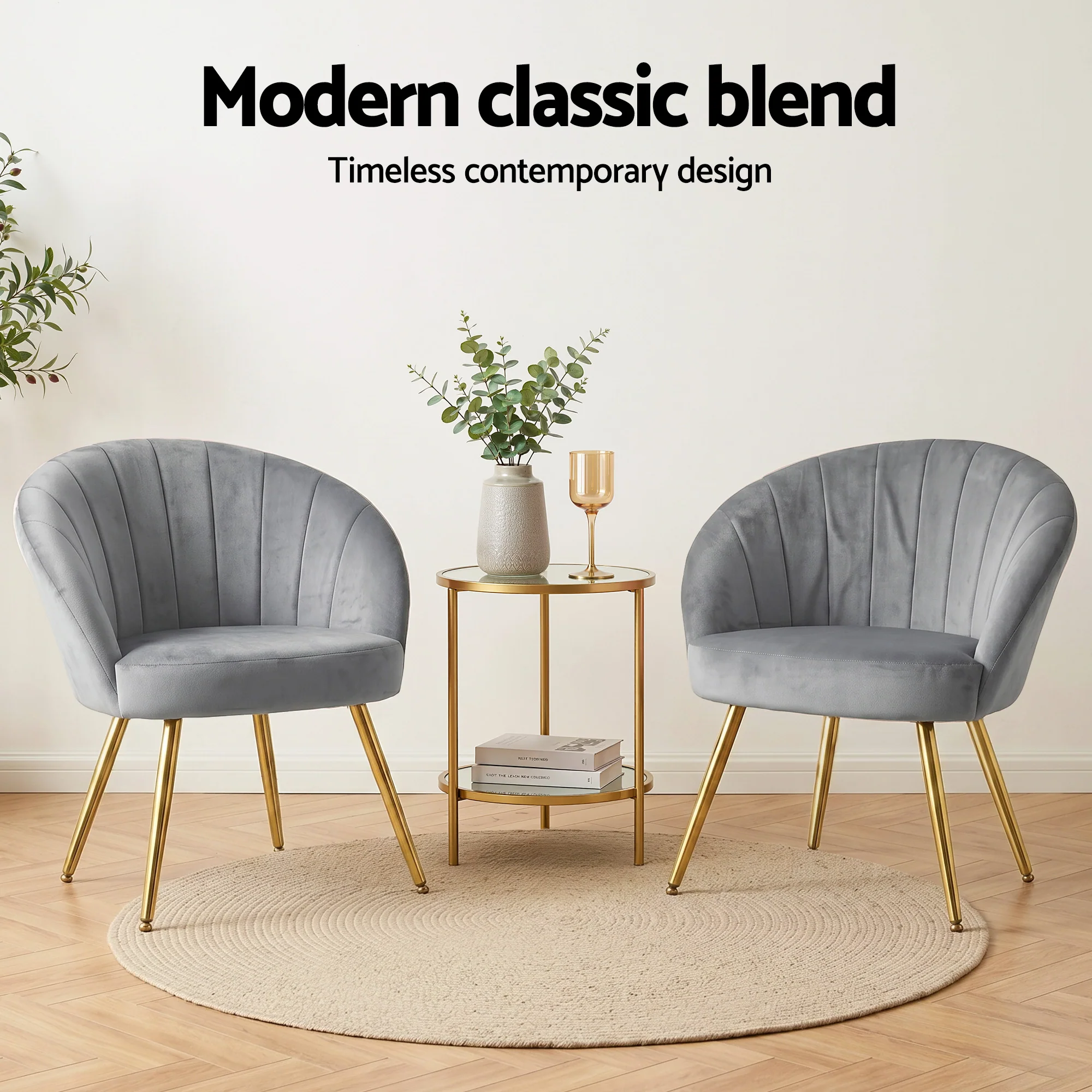 Artiss Armchair Velvet Grey Eloise - Image 8