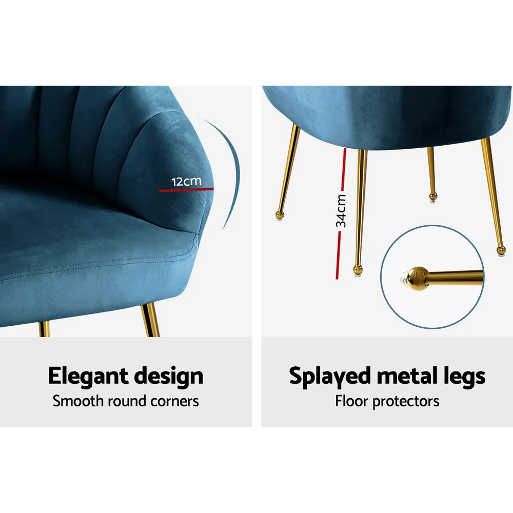 Artiss Armchair Velvet Blue Eloise - Image 7