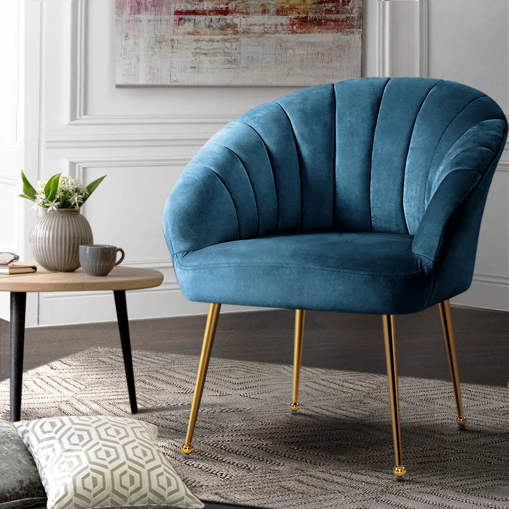 Artiss Armchair Velvet Blue Eloise - Image 8