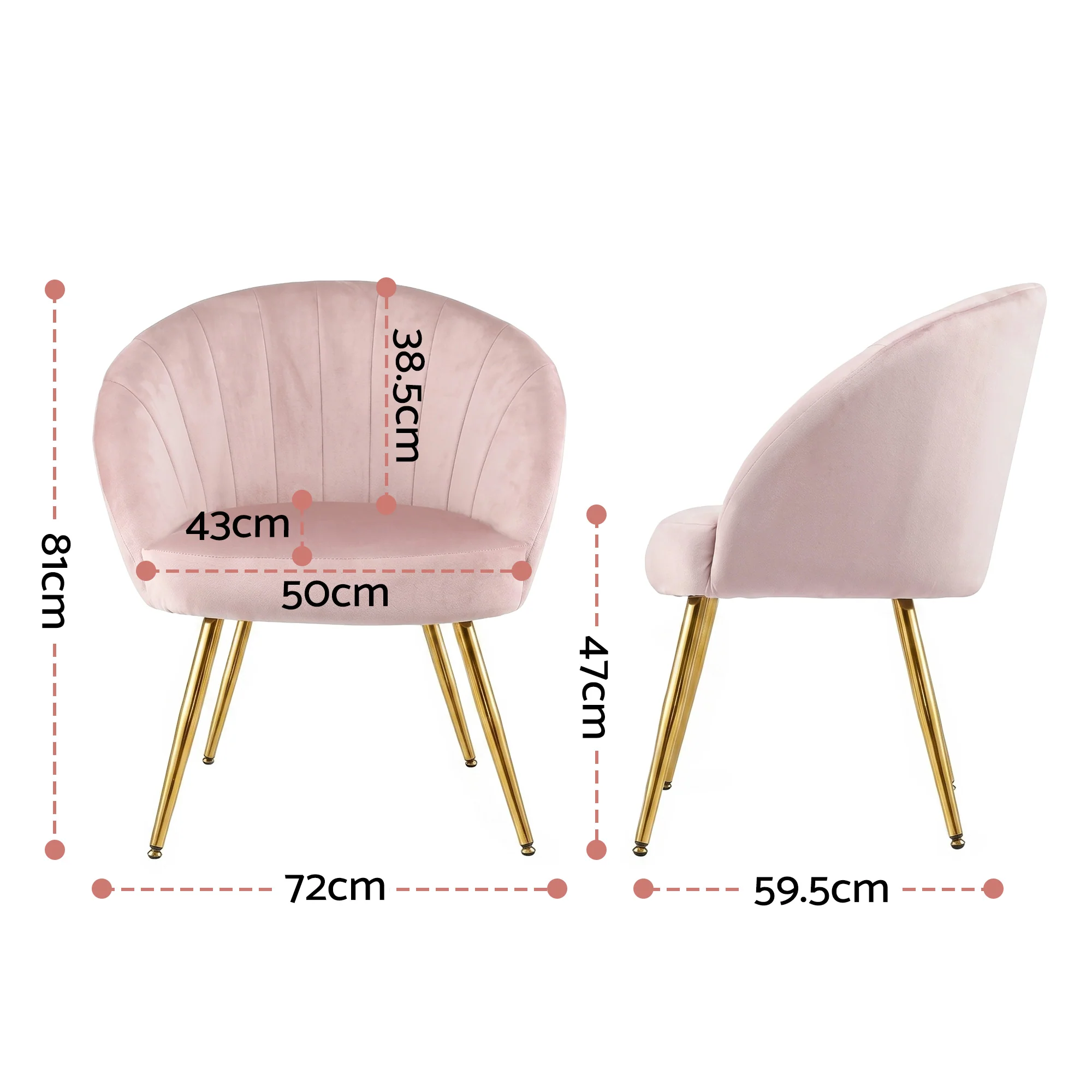 Artiss Armchair Velvet Pink Eloise - Image 3