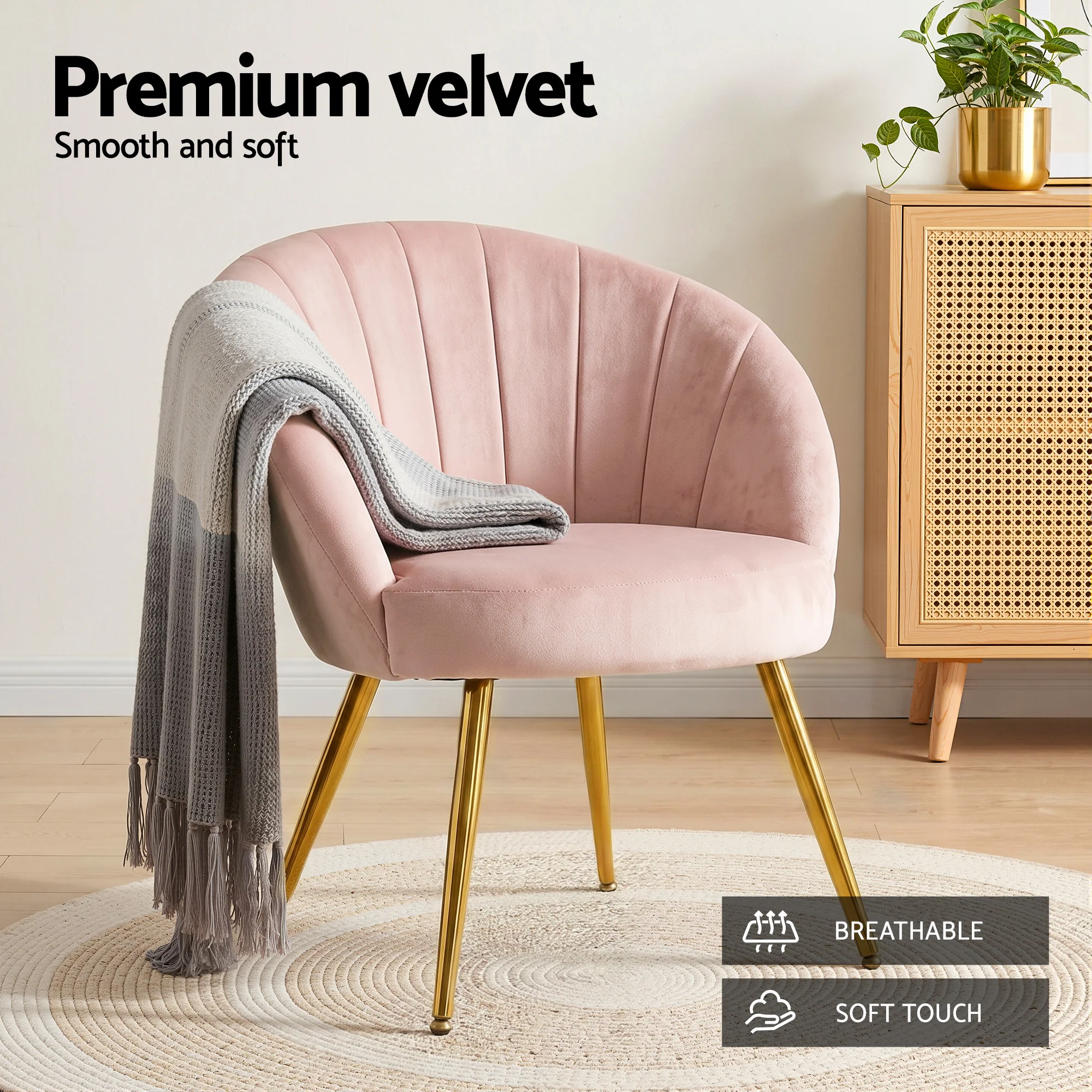 Artiss Armchair Velvet Pink Eloise - Image 6