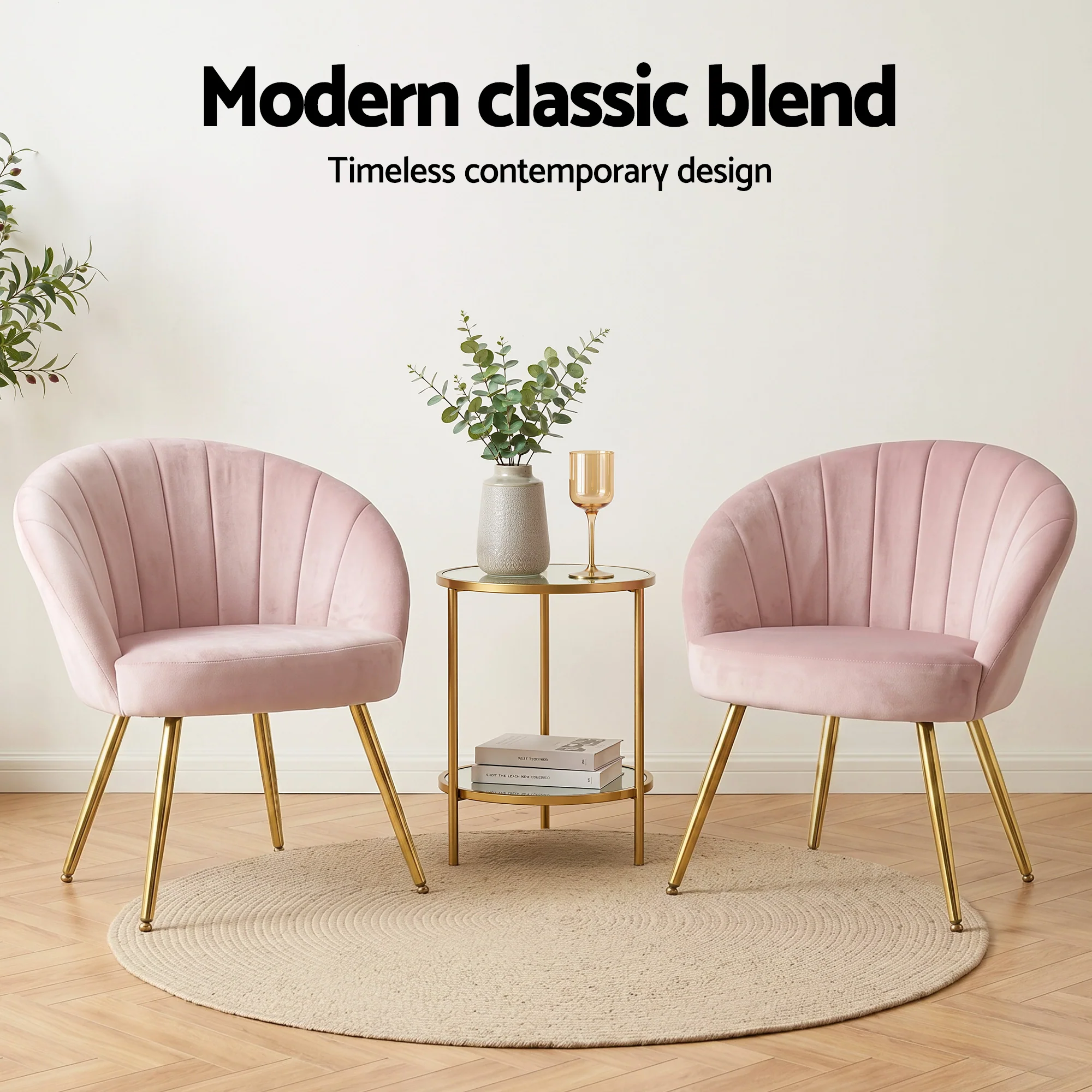 Artiss Armchair Velvet Pink Eloise - Image 8