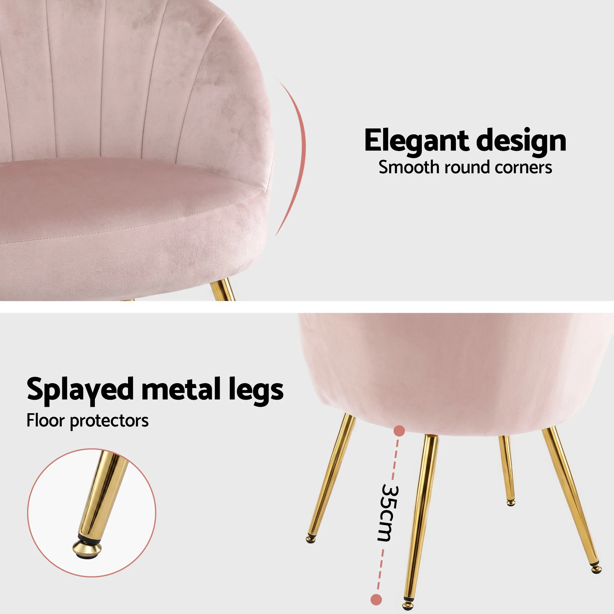 Artiss Armchair Velvet Pink Eloise - Image 9