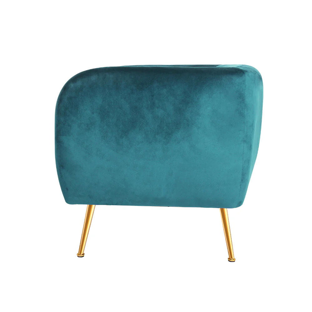 Artiss Armchair Lounge Sofa Arm Chair Accent Chairs Armchairs Couch Velvet Green - Image 5