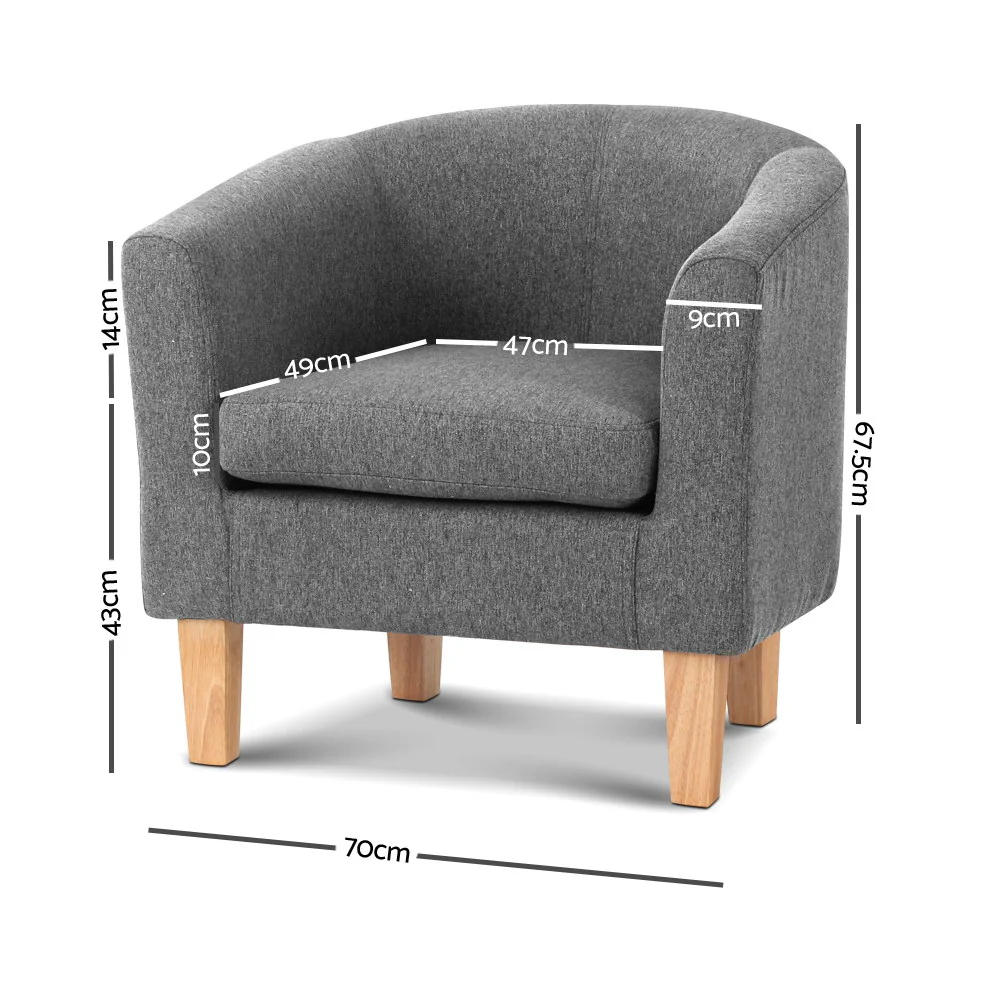 Artiss Armchair Tub Chair Grey Abby - Image 3