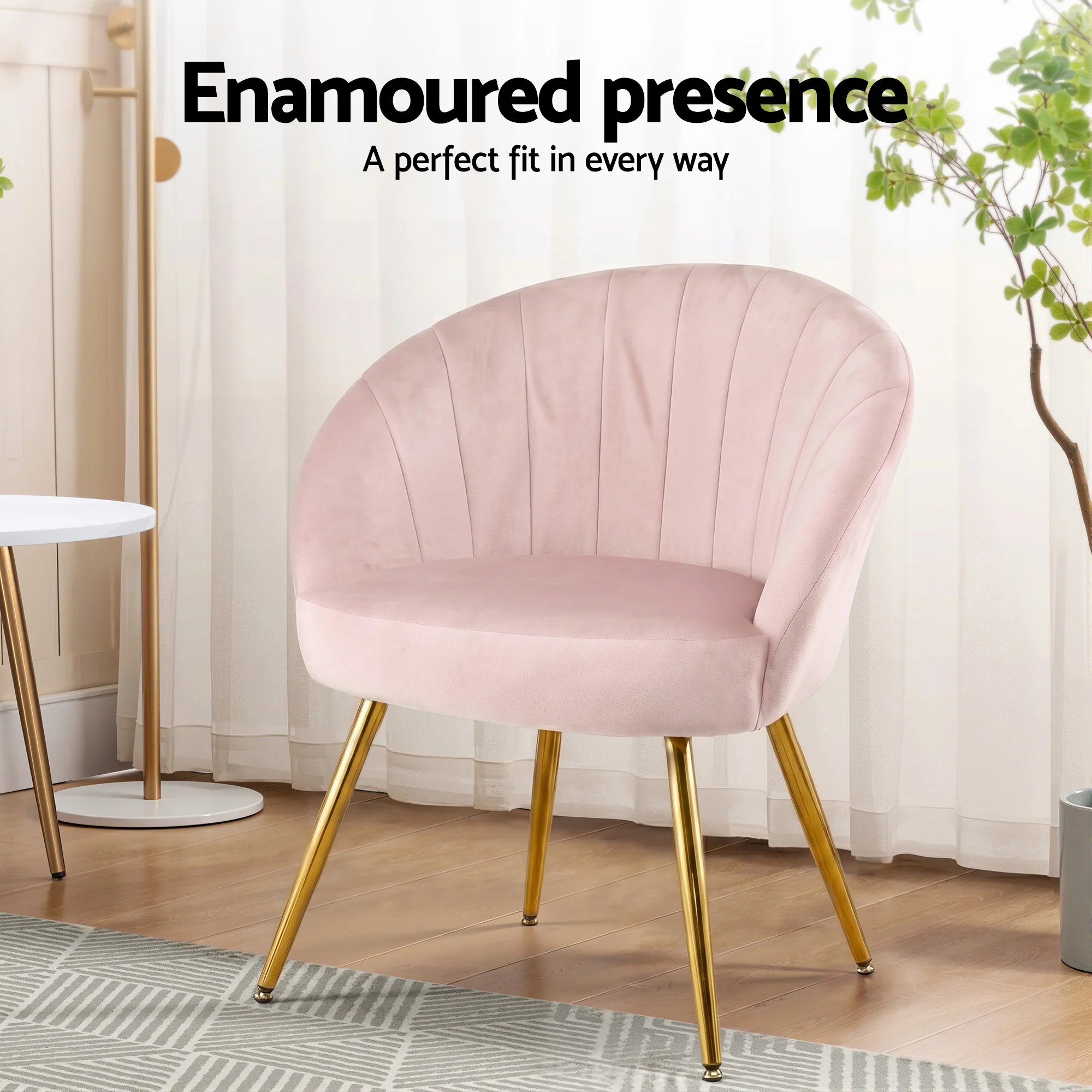 Artiss Armchair Velvet Pink Eloise - Image 5