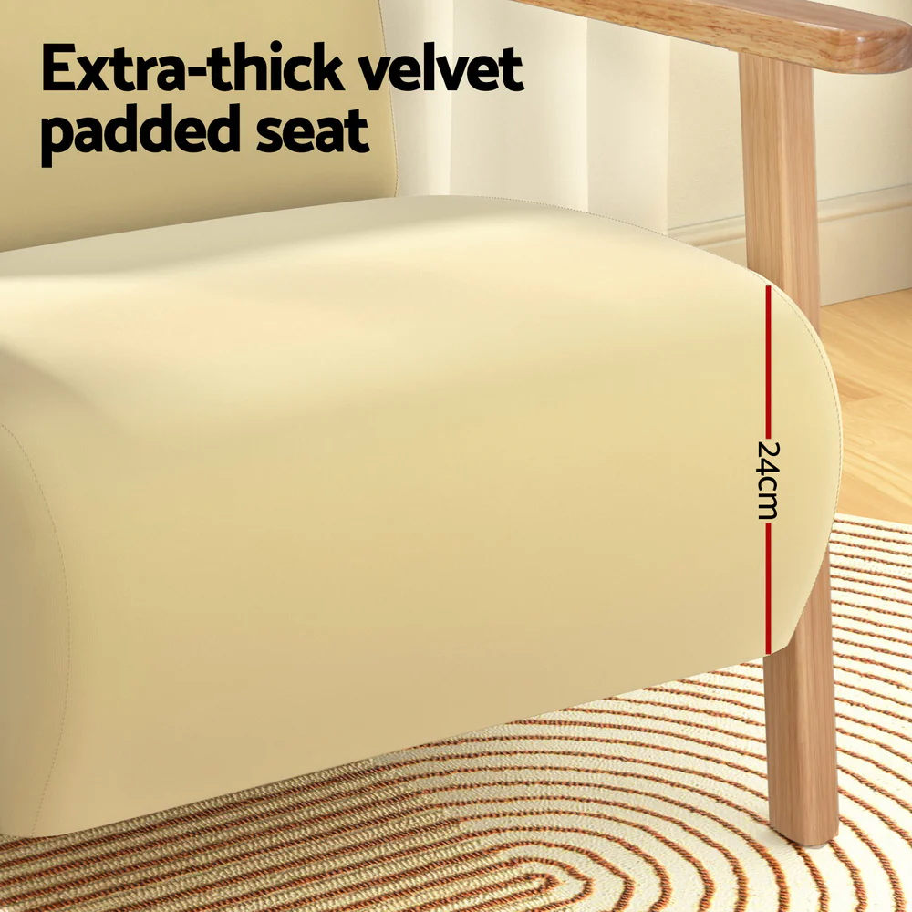 Artiss Armchair Velvet Yellow Olie - Image 5