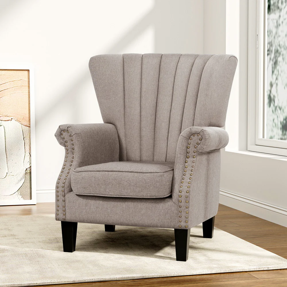 Artiss Armchair Wingback Taupe Andrew