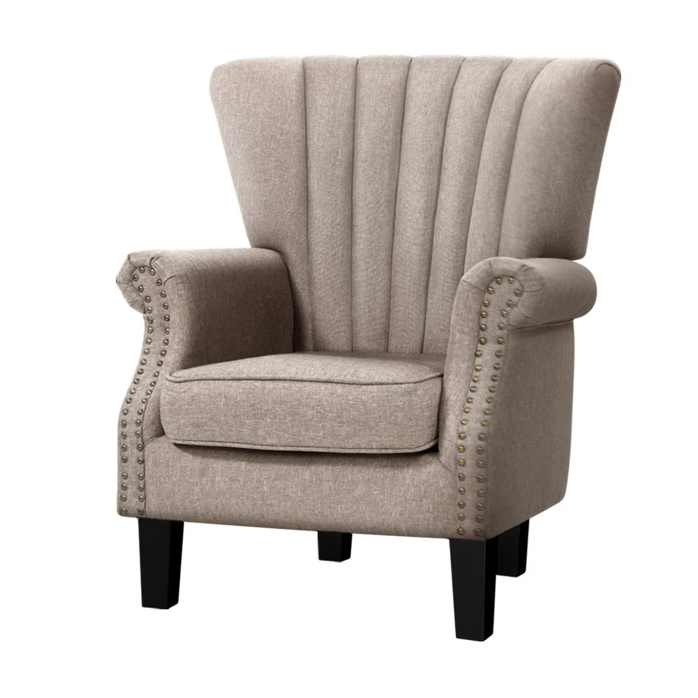 Artiss Armchair Wingback Taupe Andrew - Image 2