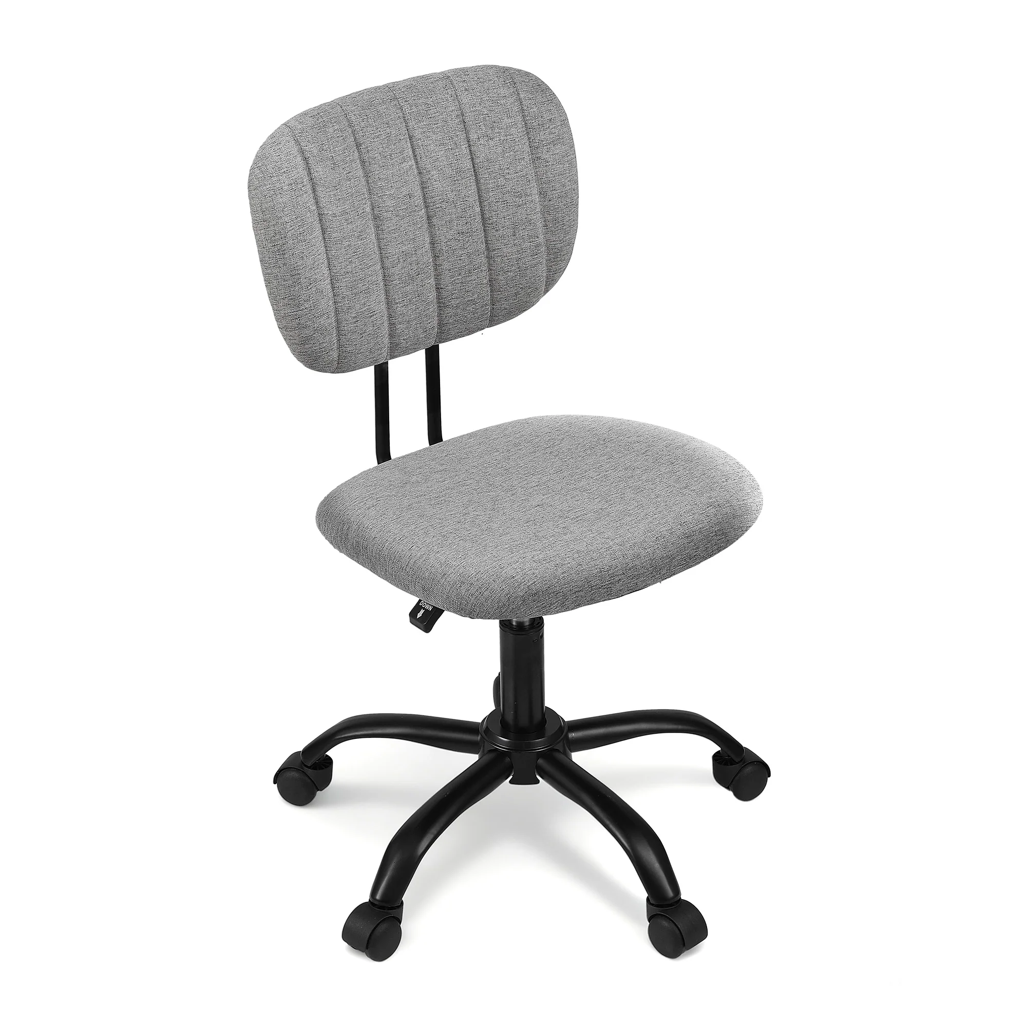 Artiss Armless Office Chair with Wheels, Ergonomic 360? Swivel Home Office Desk Chair, Height Adjustable Computer Task Chair with Fabric Back and Seat for Small Space, Grey - Image 2
