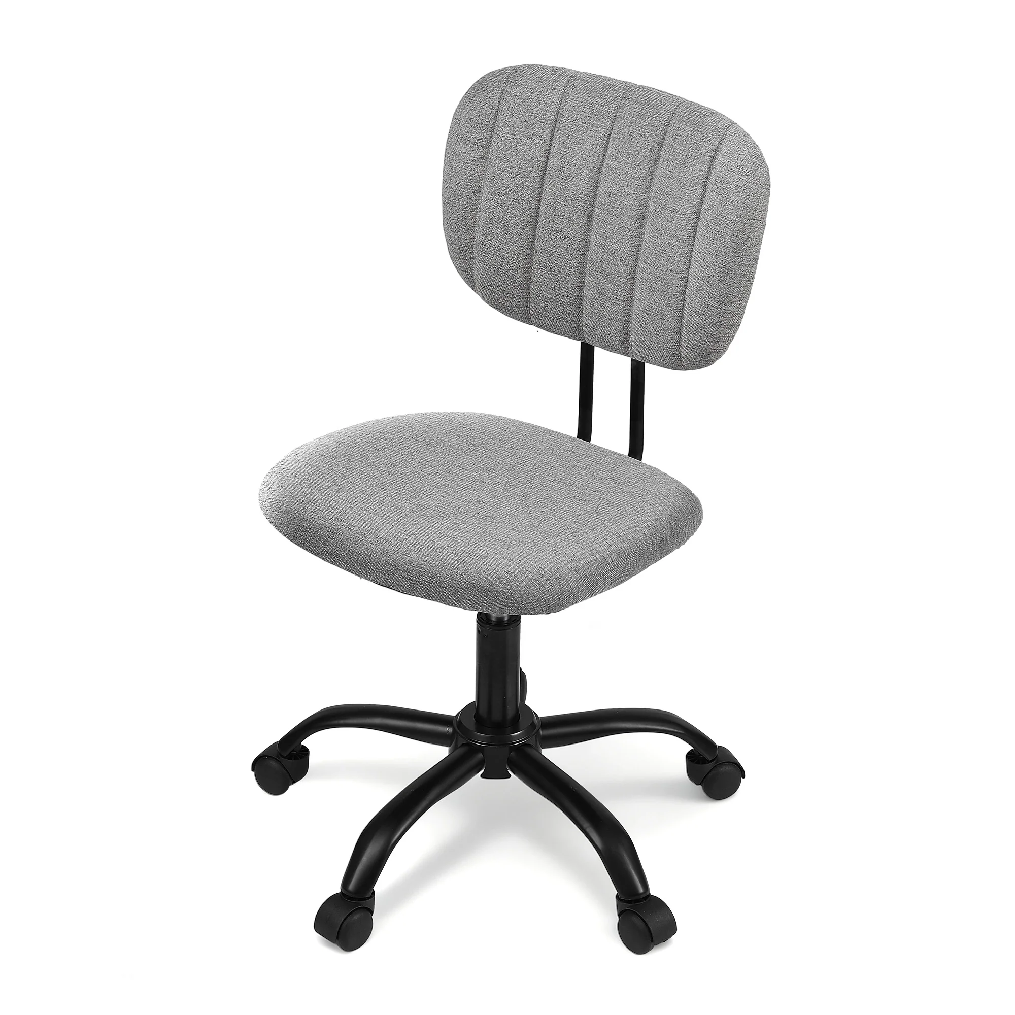 Artiss Armless Office Chair with Wheels, Ergonomic 360? Swivel Home Office Desk Chair, Height Adjustable Computer Task Chair with Fabric Back and Seat for Small Space, Grey - Image 4