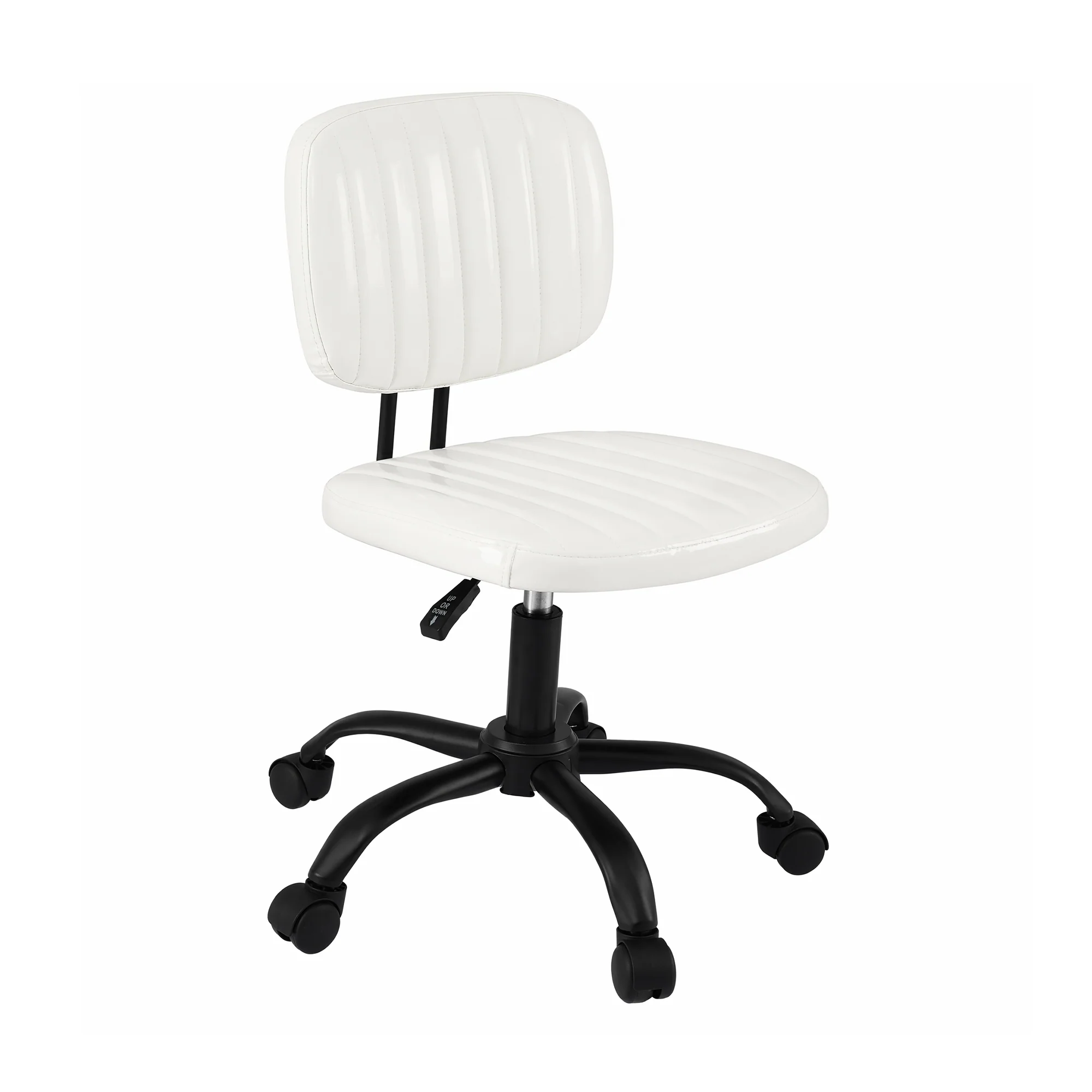 Artiss Armless Office Chair with Wheels, Ergonomic PU Leather Office Desk Chair, Height Adjustable 360? Swivel Computer Task Chair for Home Office, Study Room & Small Space, White - Image 4
