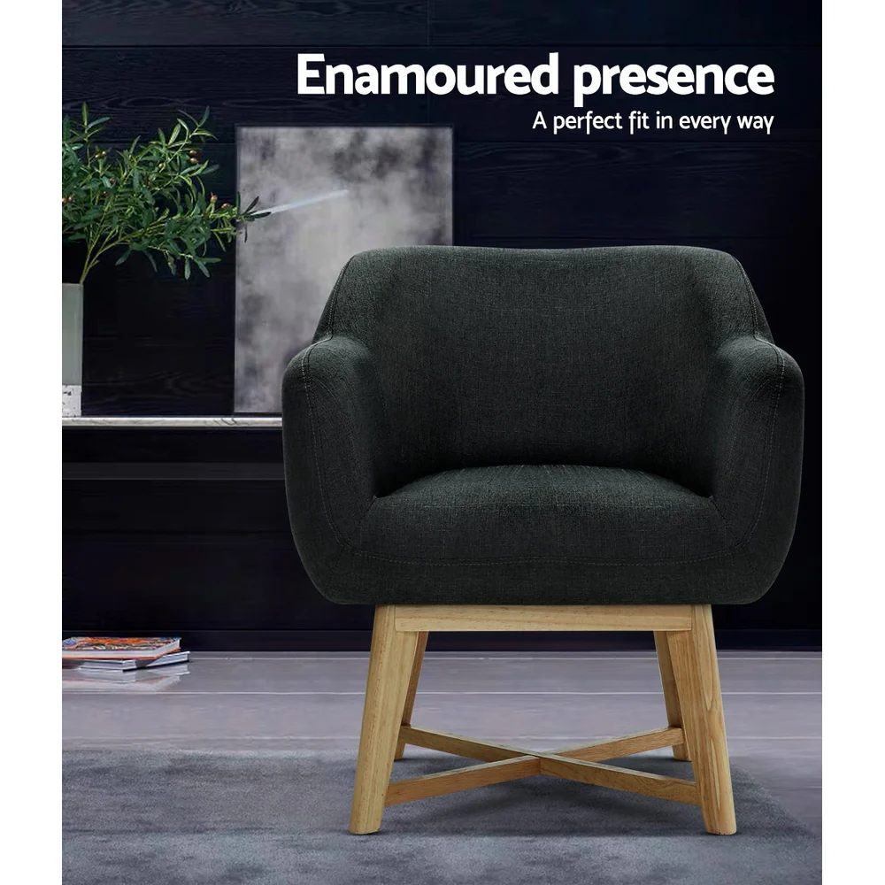 Artiss Aston Armchair - Charcoal - Image 4