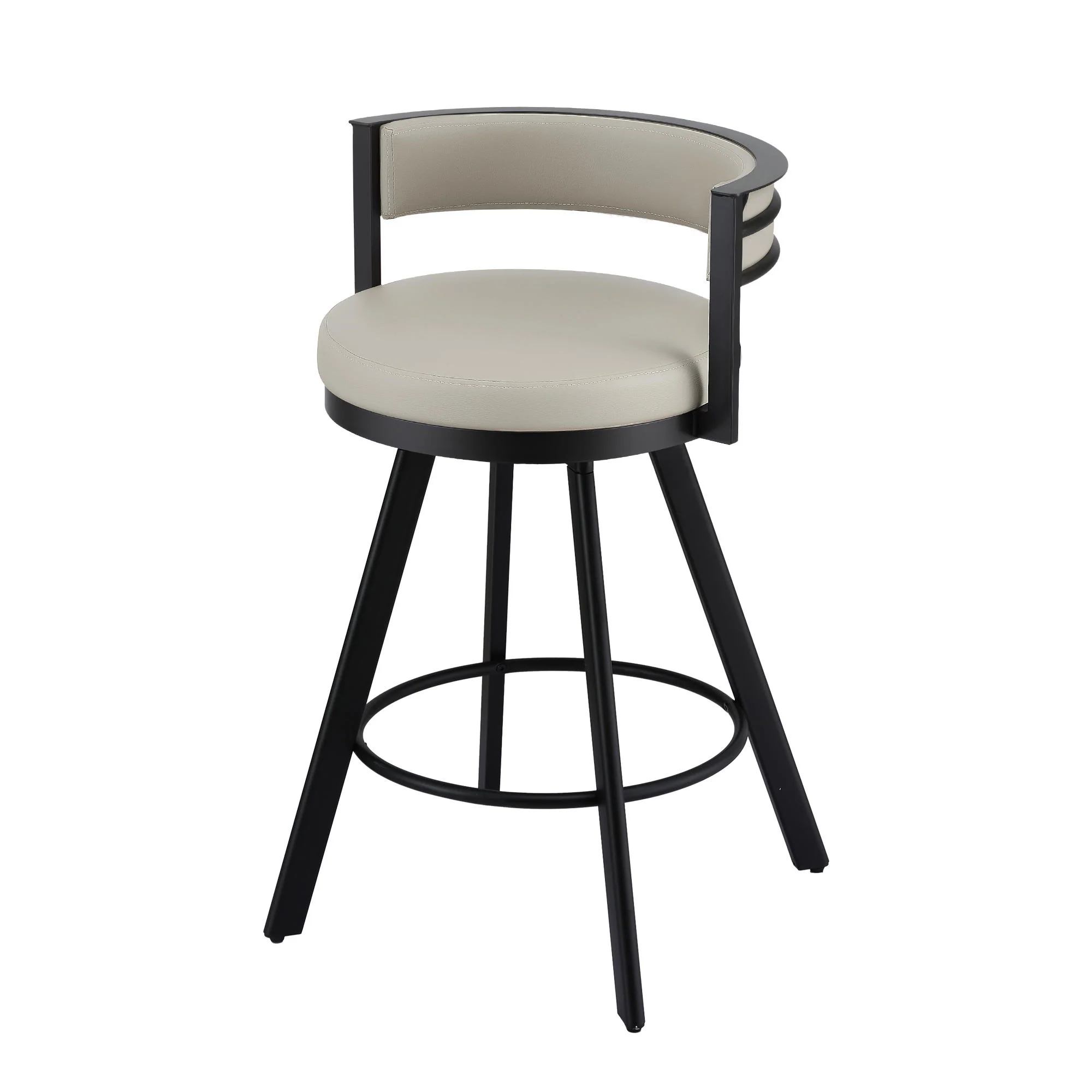 Artiss Bar Stool Swivel Kitchen Chair Metal PU Leather Counter Beige - Image 2