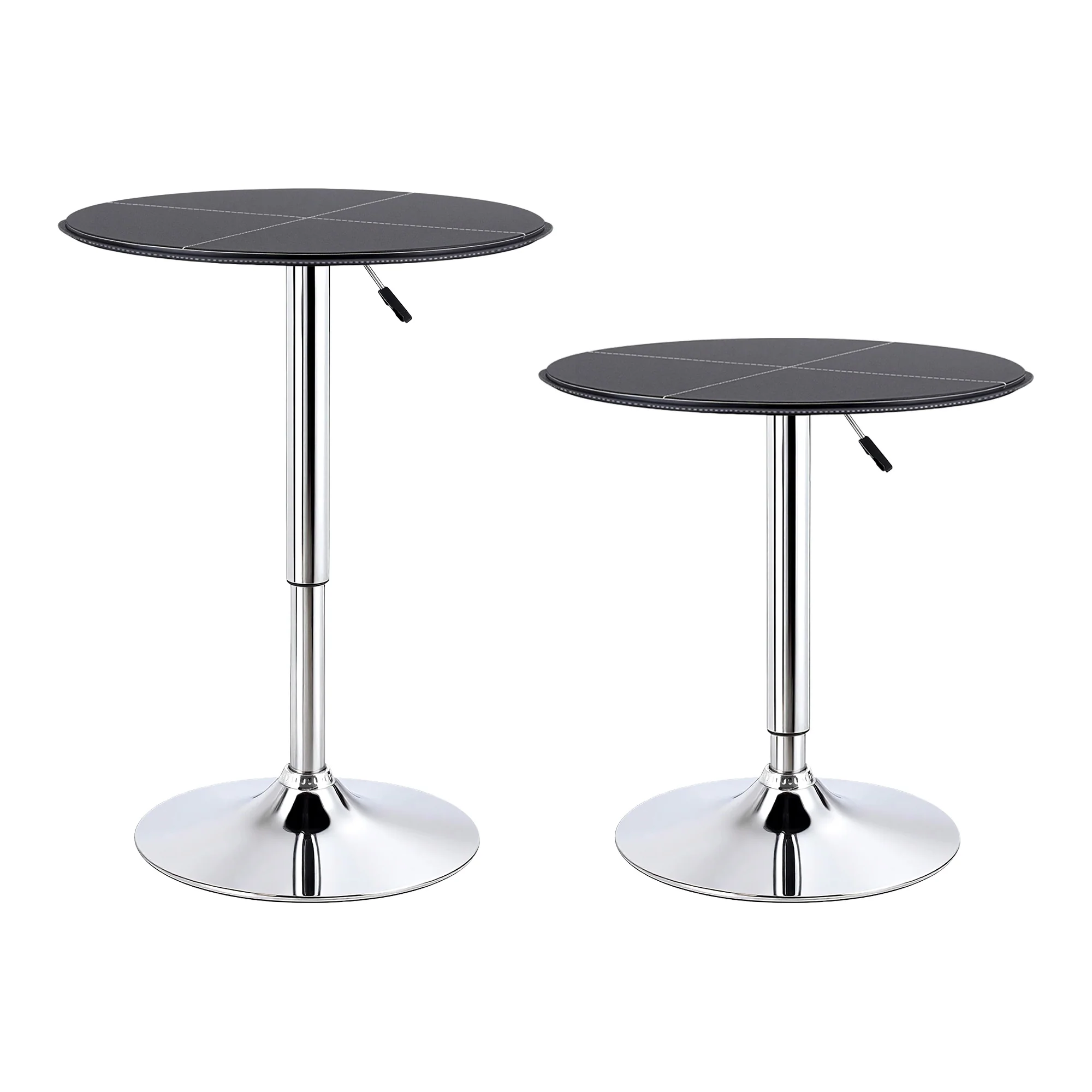 Artiss Bar Stools and Table Set 3PCS Dining Desk Kitchen Chair PVC Leather Black - Image 4