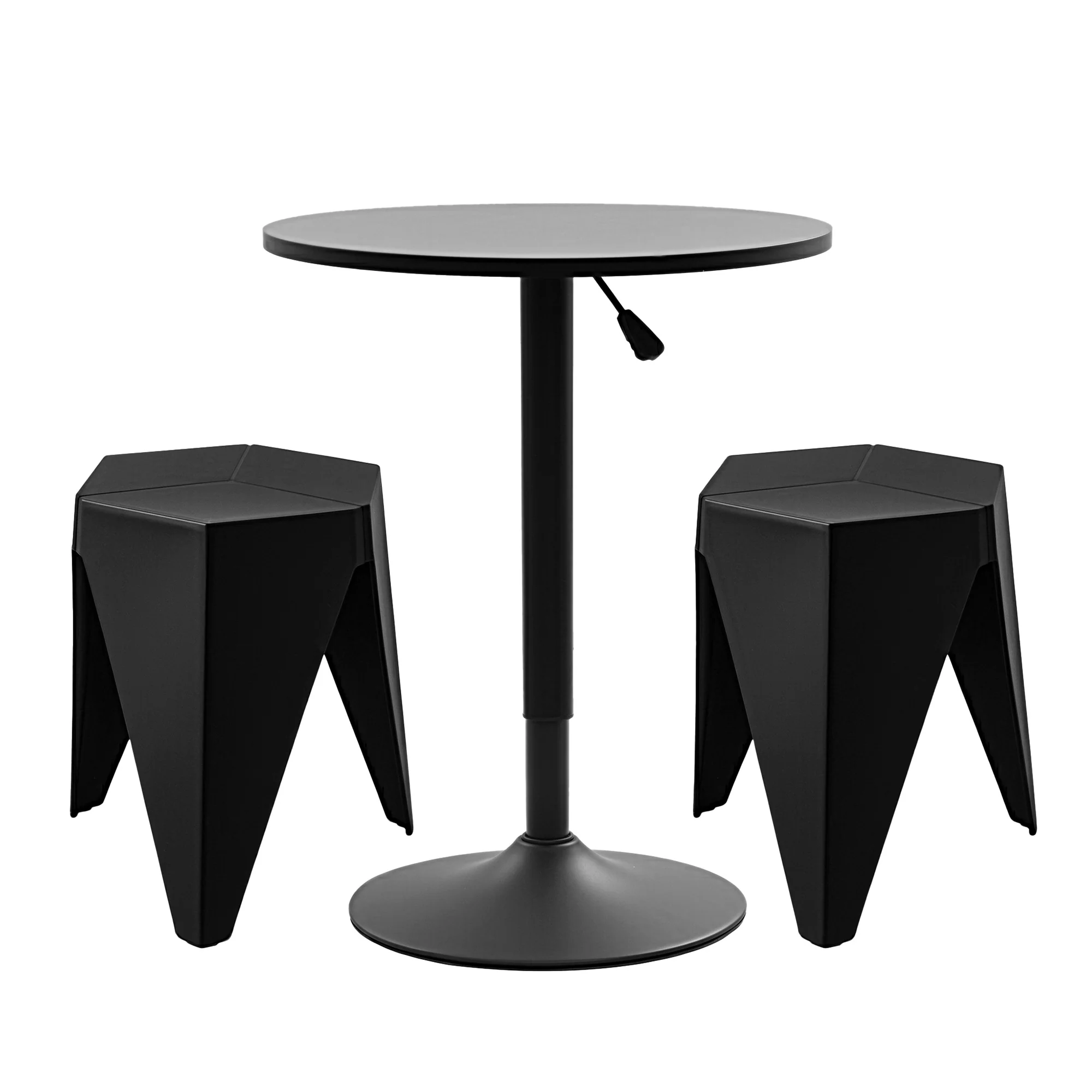 Artiss Bar Stools and Table Set 3PCS Dining Desk Kitchen Chairs Cafe Pub Black - Image 2