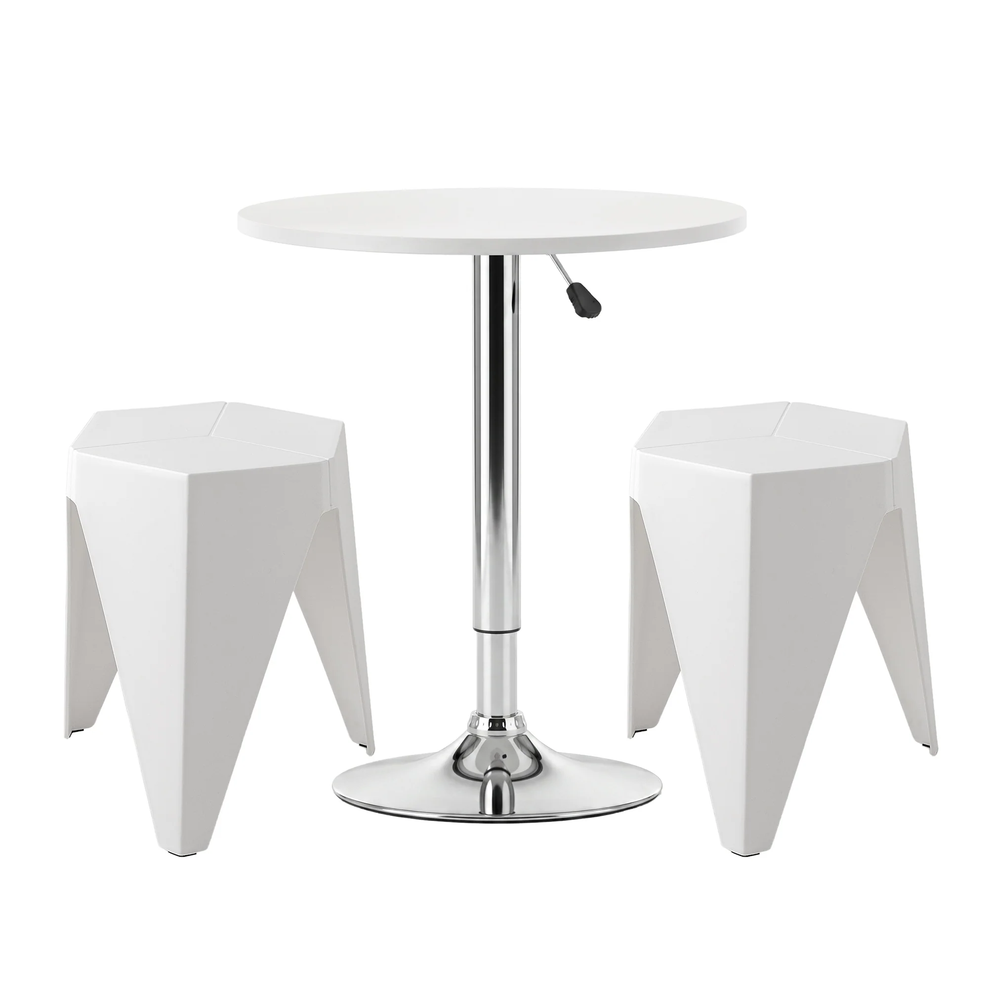 Artiss Bar Stools and Table Set 3PCS Dining Desk Kitchen Chairs Cafe Pub White - Image 2