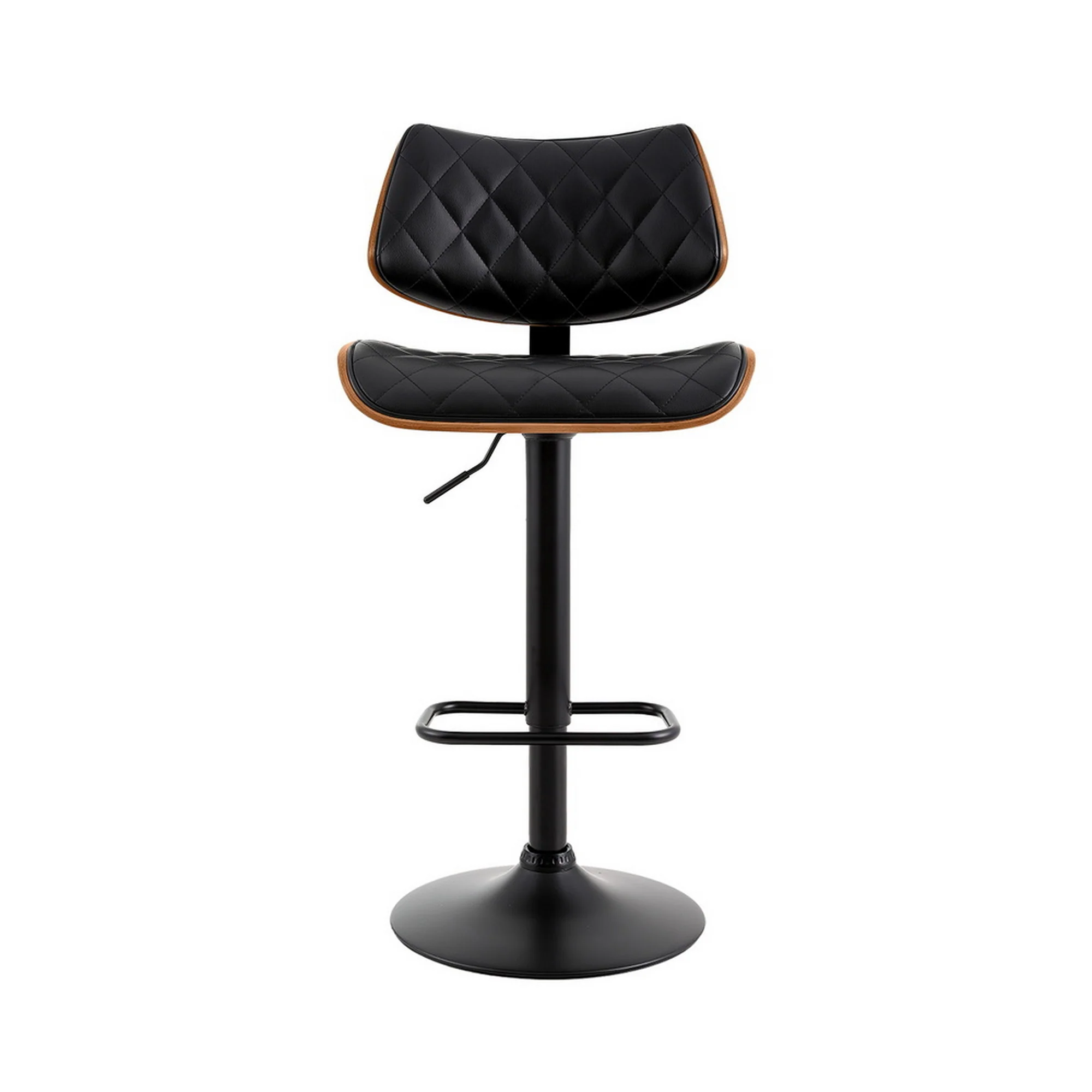 Artiss Bar Stools Kitchen Dining Chairs Gas Lift Stool Wooden Leather Black - Image 4