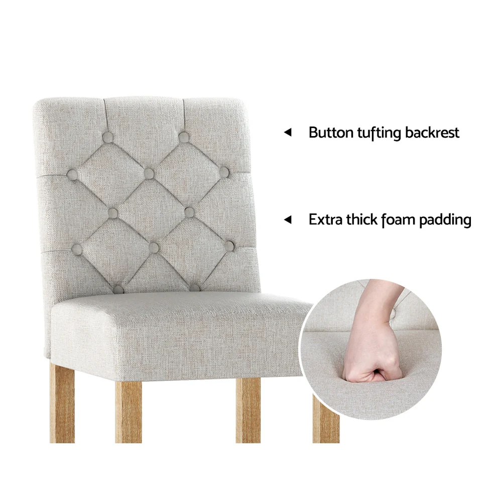 Artiss 2x Bar Stools Linen Upholstered Chairs - Image 5