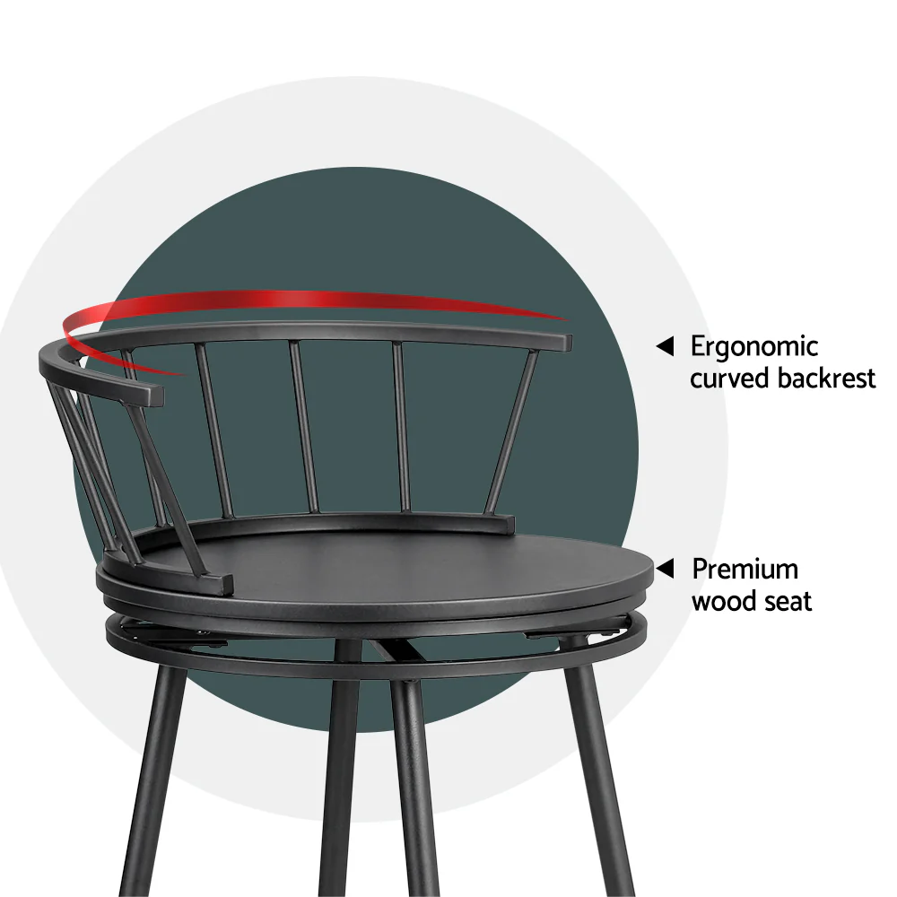 Artiss 2x Bar Stools Swivel Metal Chairs - Image 4