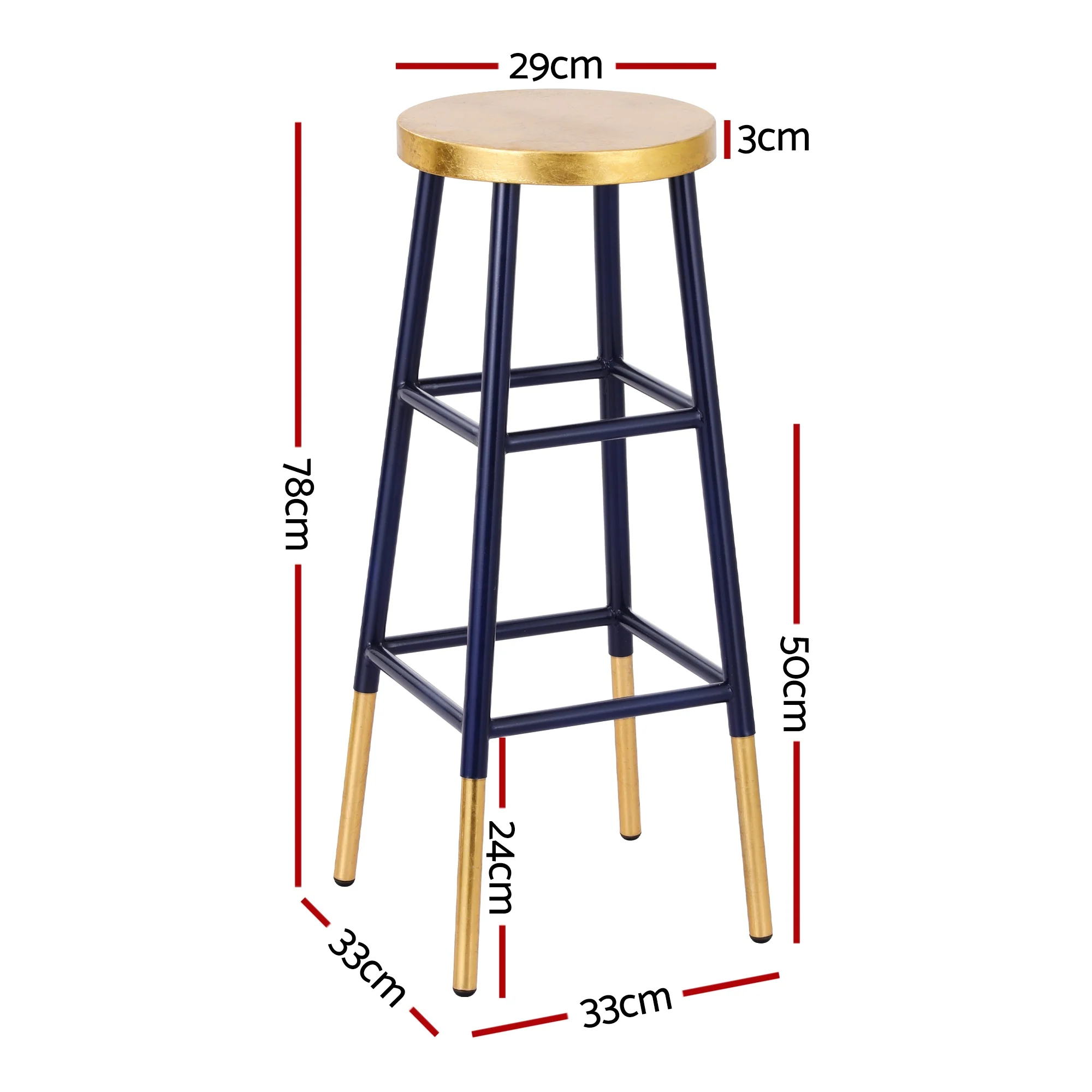 Artiss Bar Stools Metal Gold Navy - Image 2
