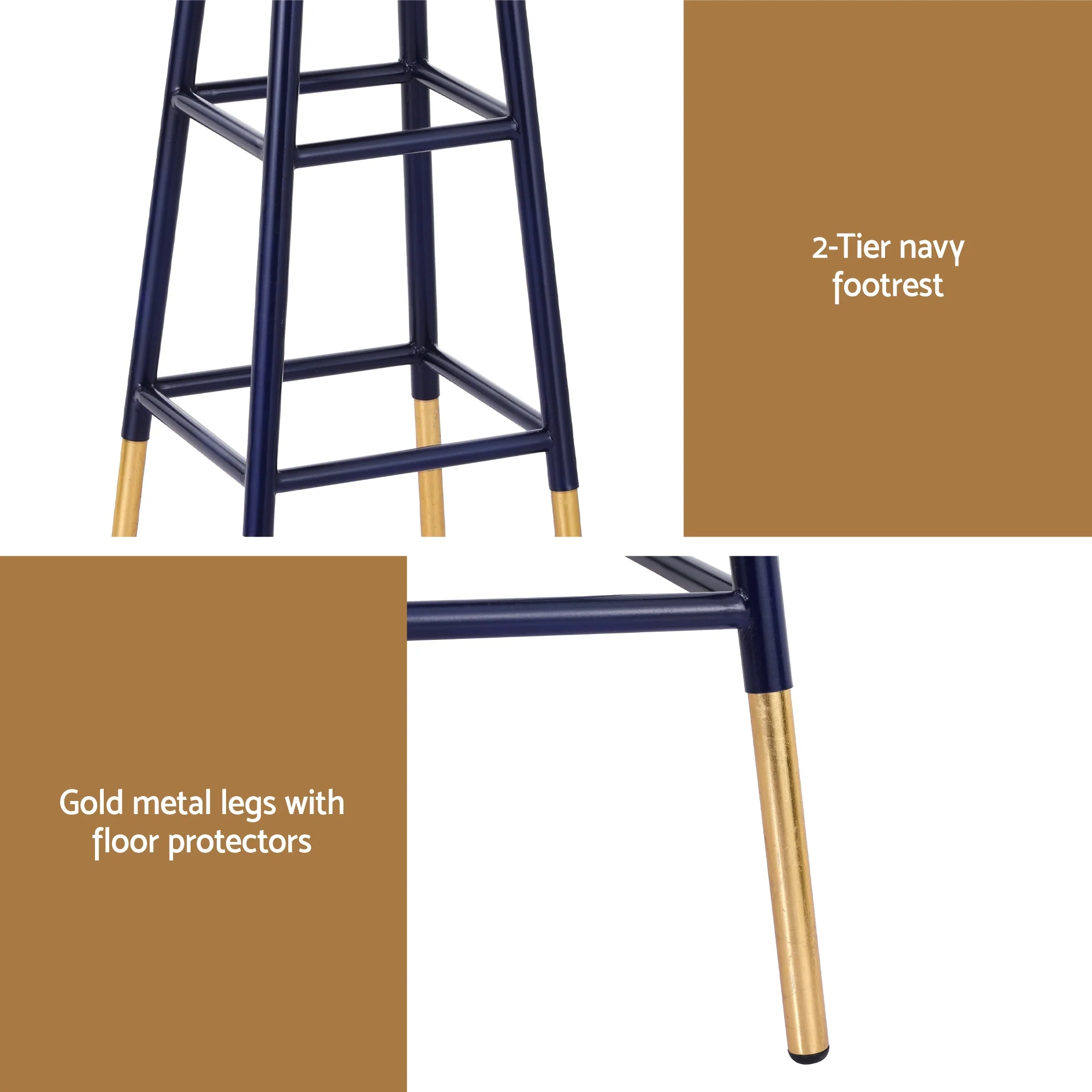 Artiss Bar Stools Metal Gold Navy - Image 6