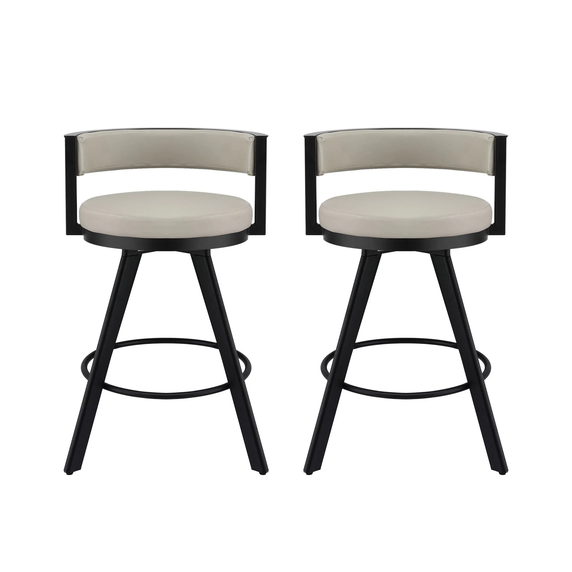 Artiss Bar Stools Set of 2 Swivel Kitchen Chair Metal Counter Beige Leather - Image 4