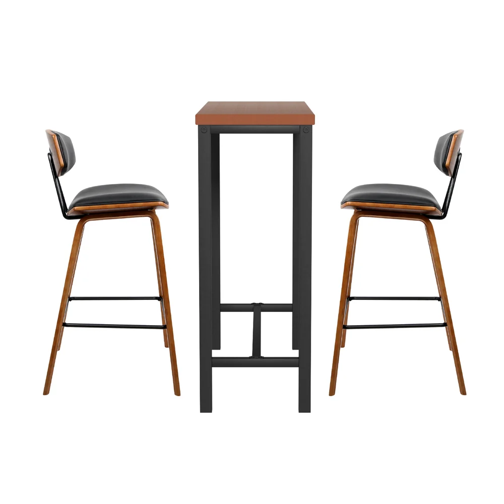 Artiss Bar Table and Stools Set Dining Desk Home Kitchen Wooden - Image 3