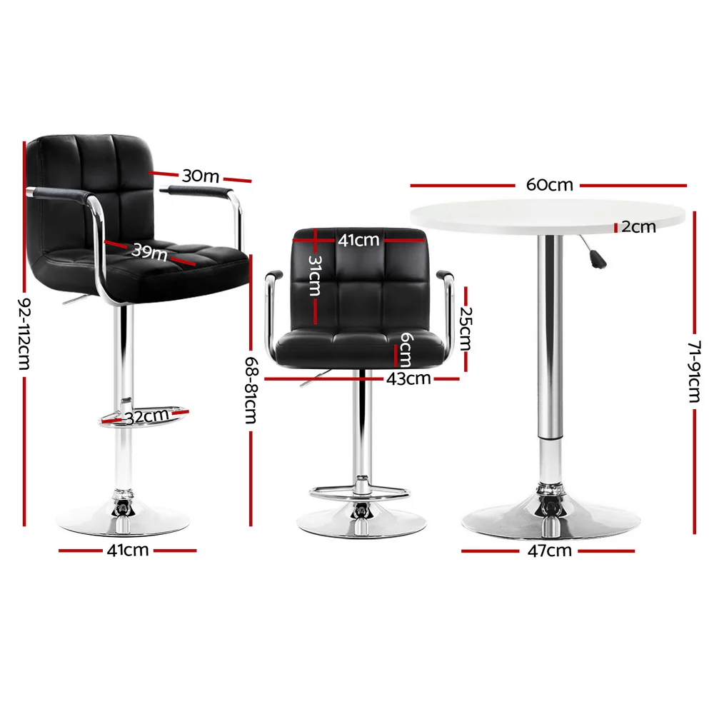 Artiss Bar Table and Stools Set Dining Desk Kitchen Chairs Cafe Pub - Image 16