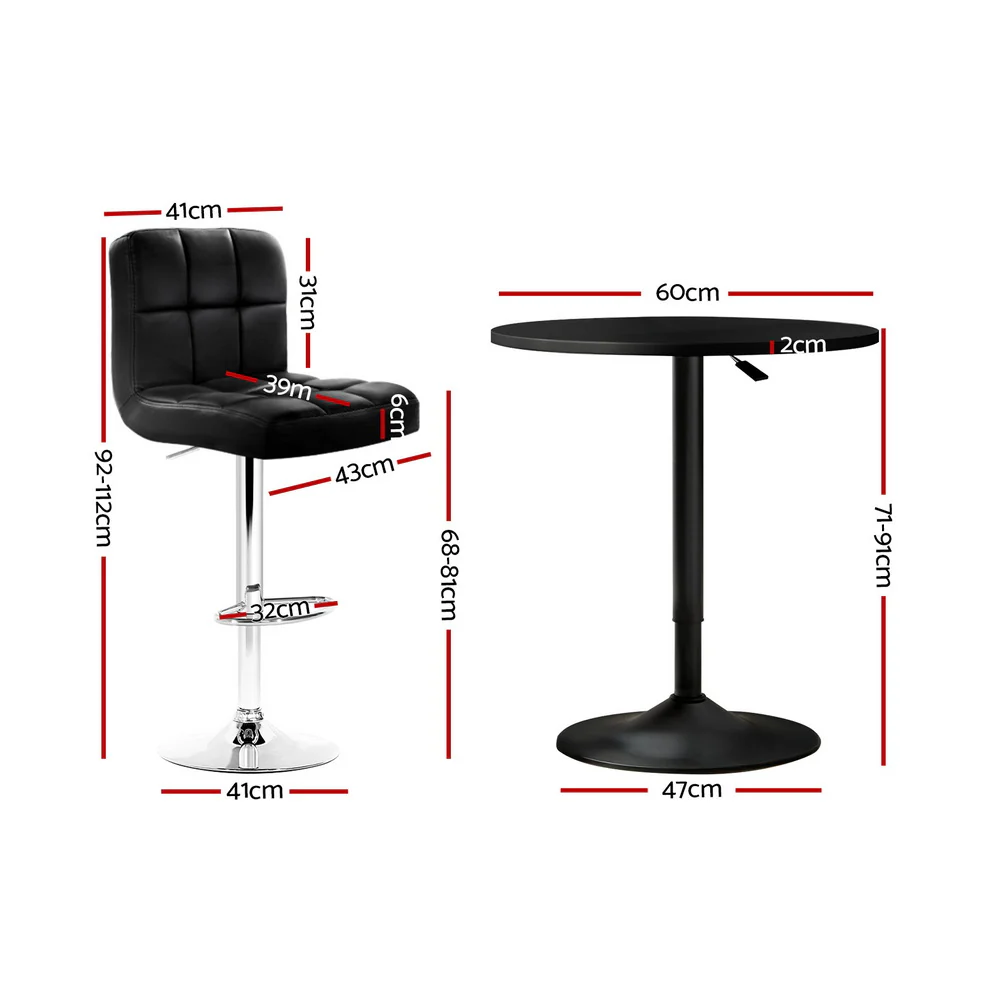 Artiss Bar Table and Stools Set Dining Desk Kitchen Chairs Cafe Pub - Image 23