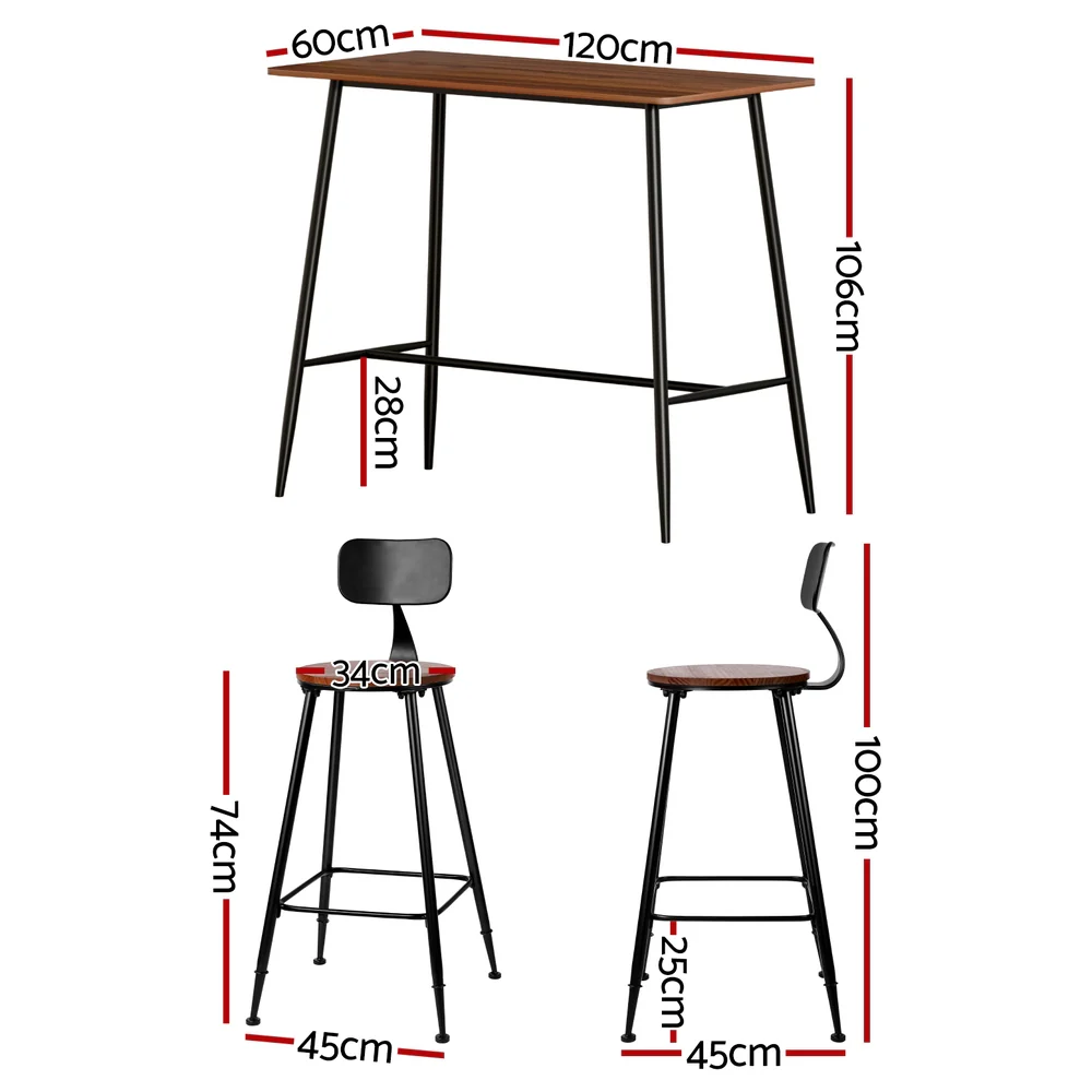 Artiss Bar Table and Stools Set Dining Desk Kitchen Chairs Cafe Pub - Image 51